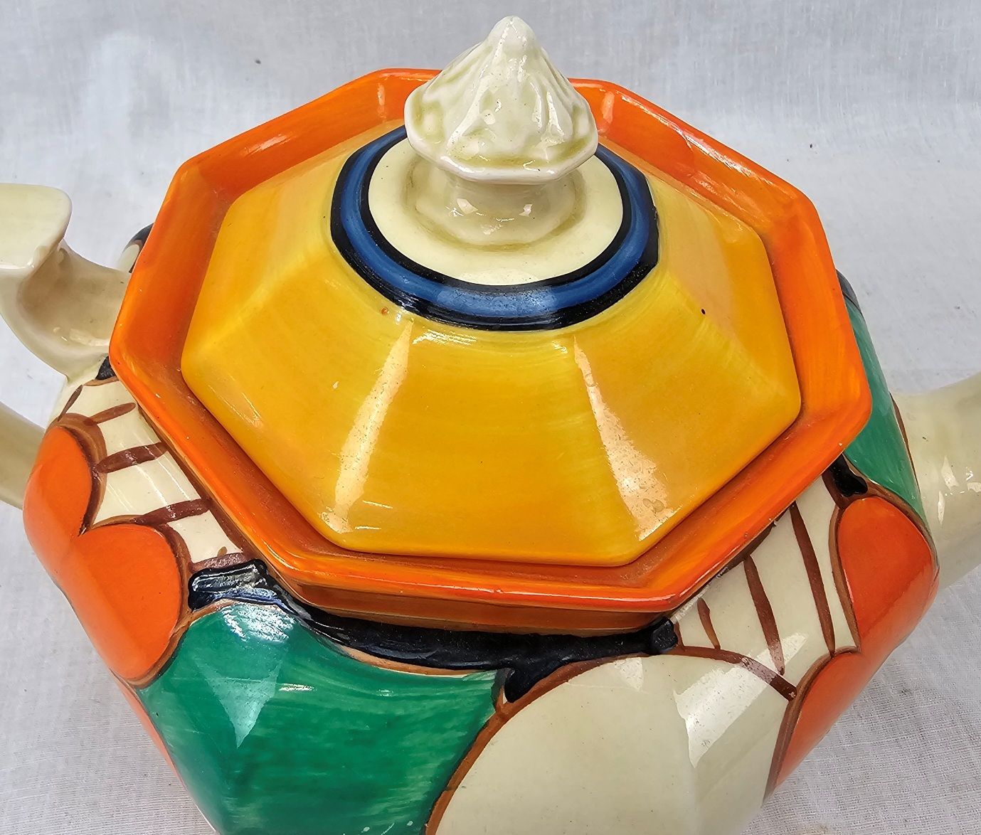 1930s Clarice Cliff Fantasque Floreat Havre (Wild Rose) Rare Pattern Teapot 3