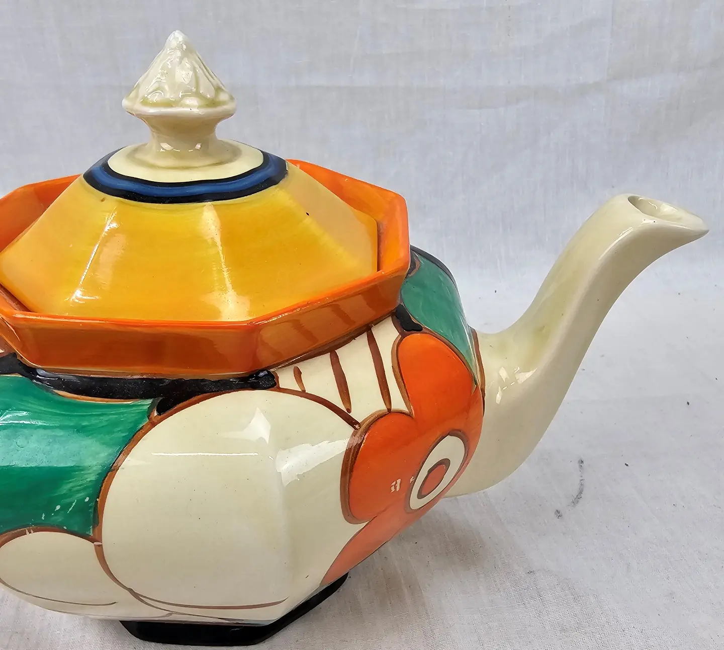 1930s Clarice Cliff Fantasque Floreat Havre (Wild Rose) Rare Pattern Teapot 5