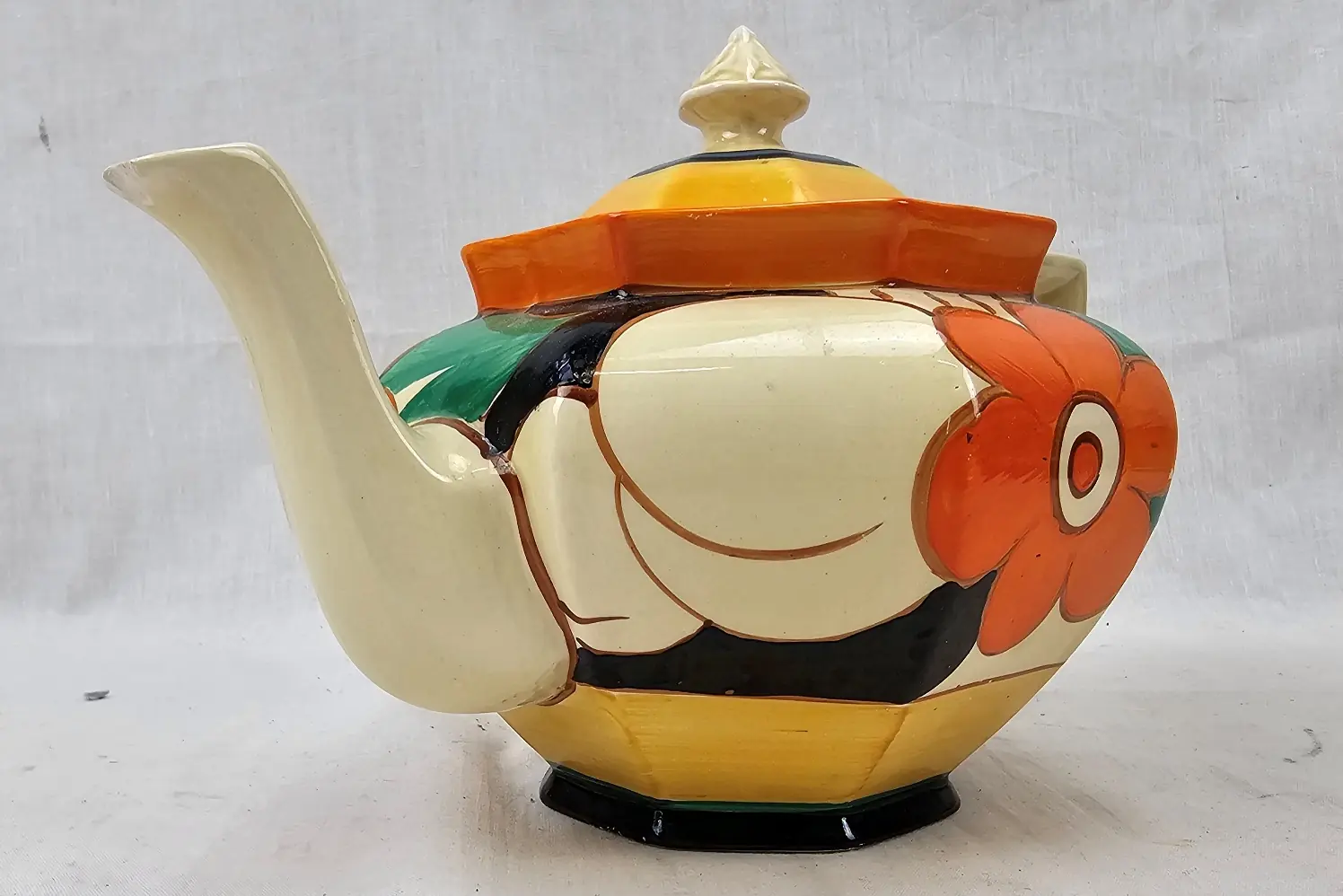 1930s Clarice Cliff Fantasque Floreat Havre (Wild Rose) Rare Pattern Teapot 7