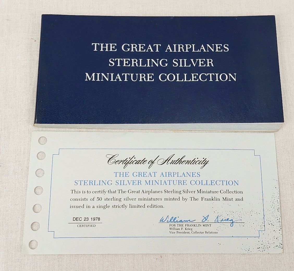 Franklin Mint 1978 The Great Airplanes 50 Sterling Silver Ingots 5