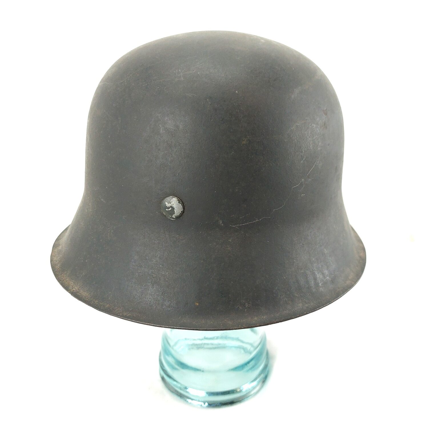 German, WW2 M42 Heer Helmet – qvl, Slate, Single Decal, Original Liner & Marked Chinstrap (4)