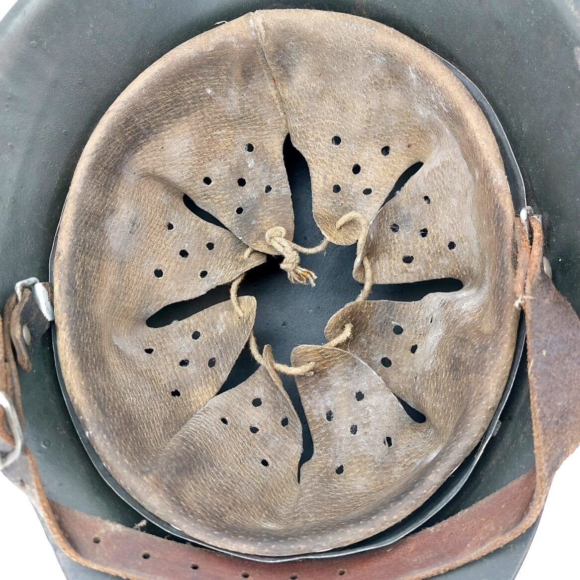 German, WW2 M42 Heer Helmet – qvl, Slate, Single Decal, Original Liner & Marked Chinstrap (8)