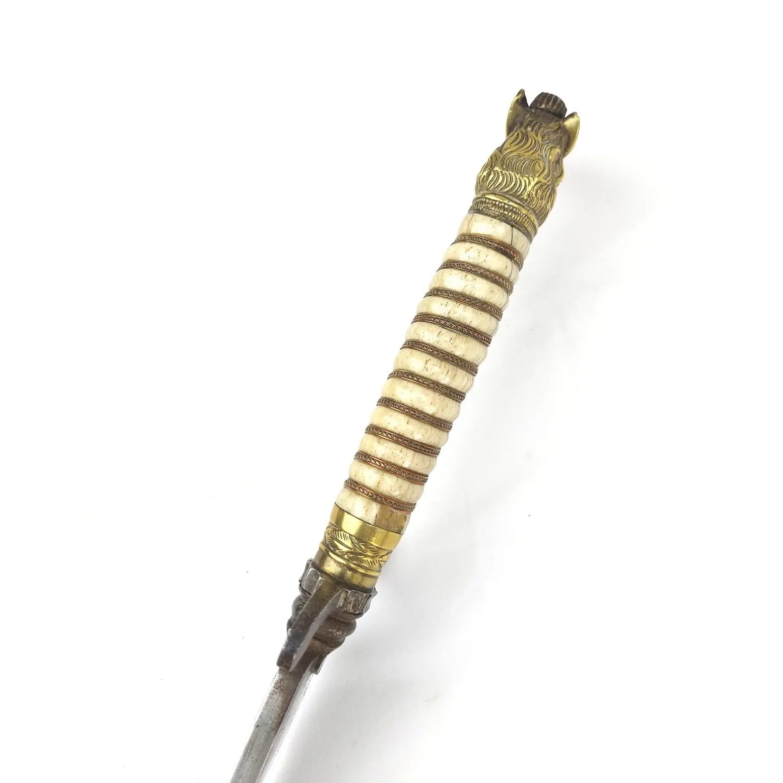 Imperial German c.1850 Hunting Dagger with Brass Boar’s Head Pommel and Scabbard (16)