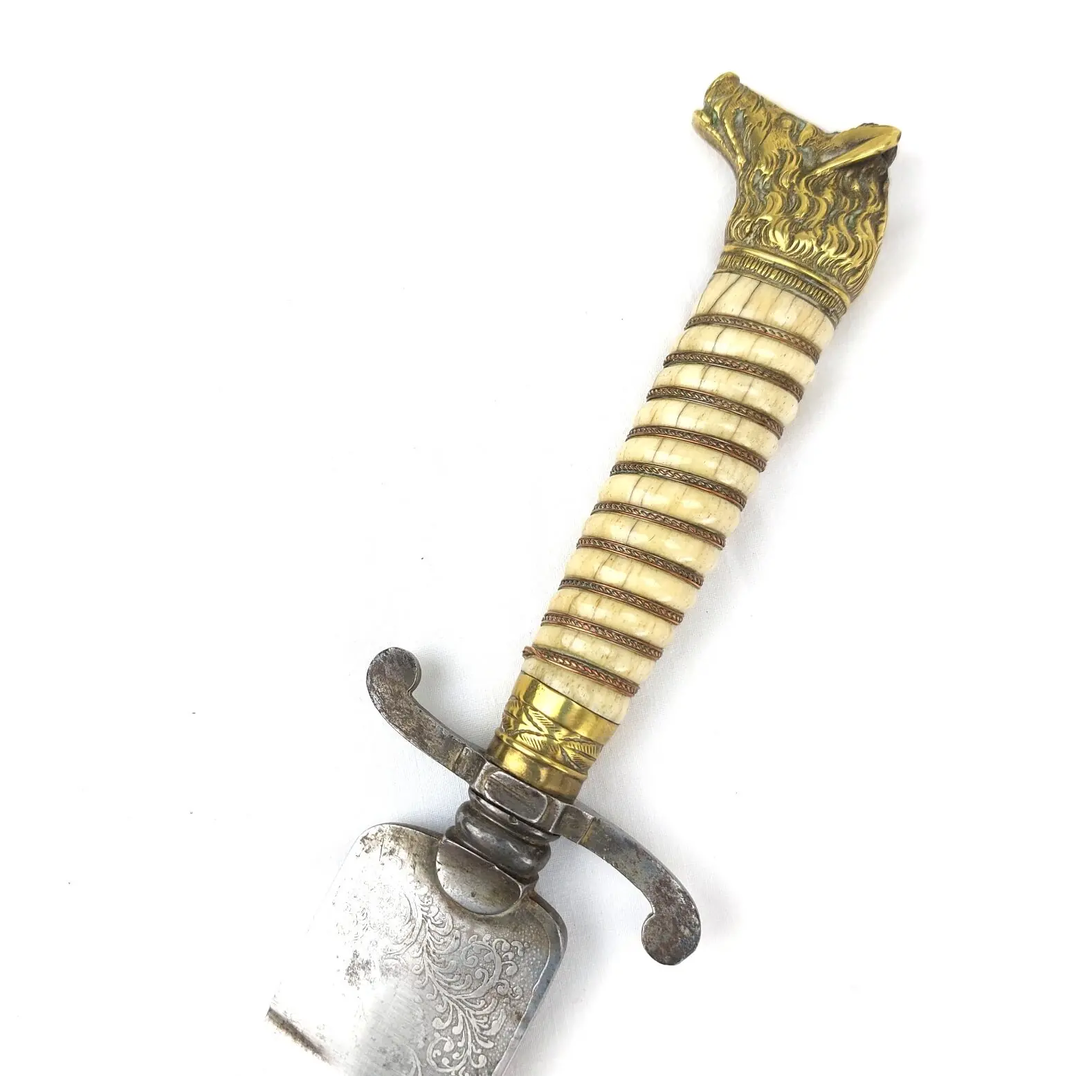 Imperial German c.1850 Hunting Dagger with Brass Boar’s Head Pommel and Scabbard (17)