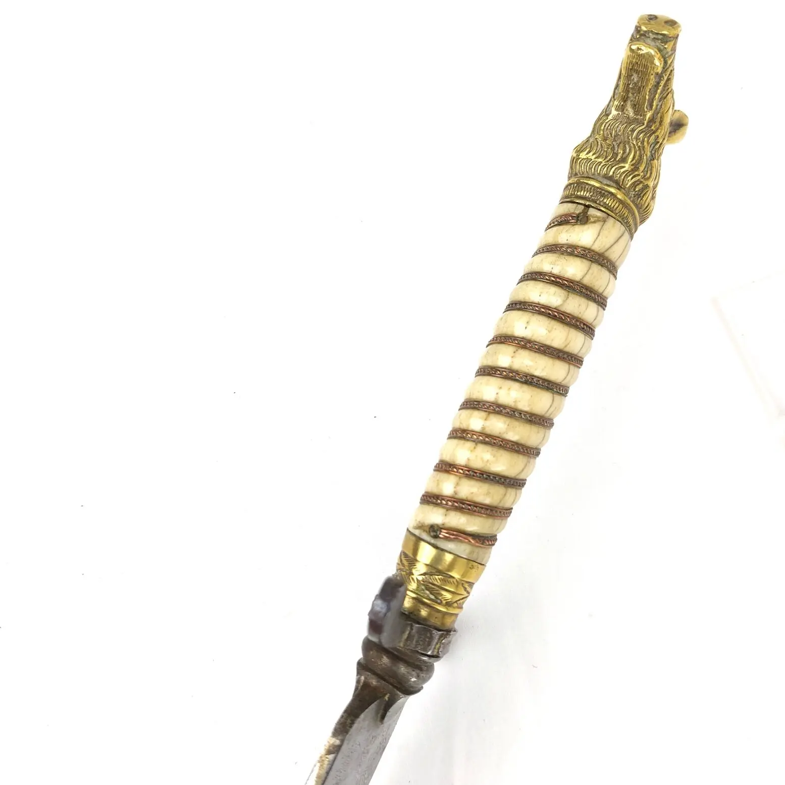 Imperial German c.1850 Hunting Dagger with Brass Boar’s Head Pommel and Scabbard (18)