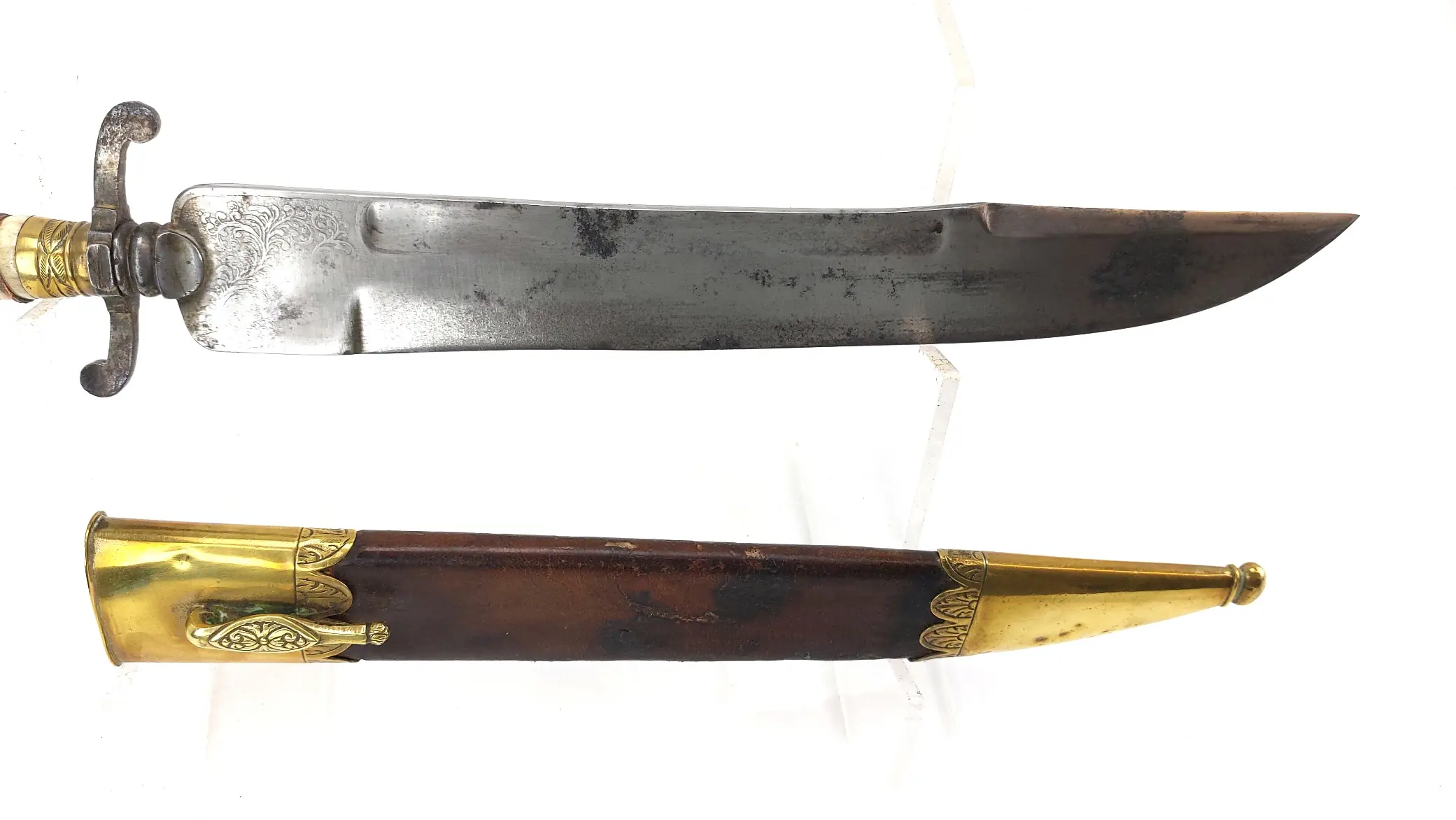 Imperial German c.1850 Hunting Dagger with Brass Boar’s Head Pommel and Scabbard (4)