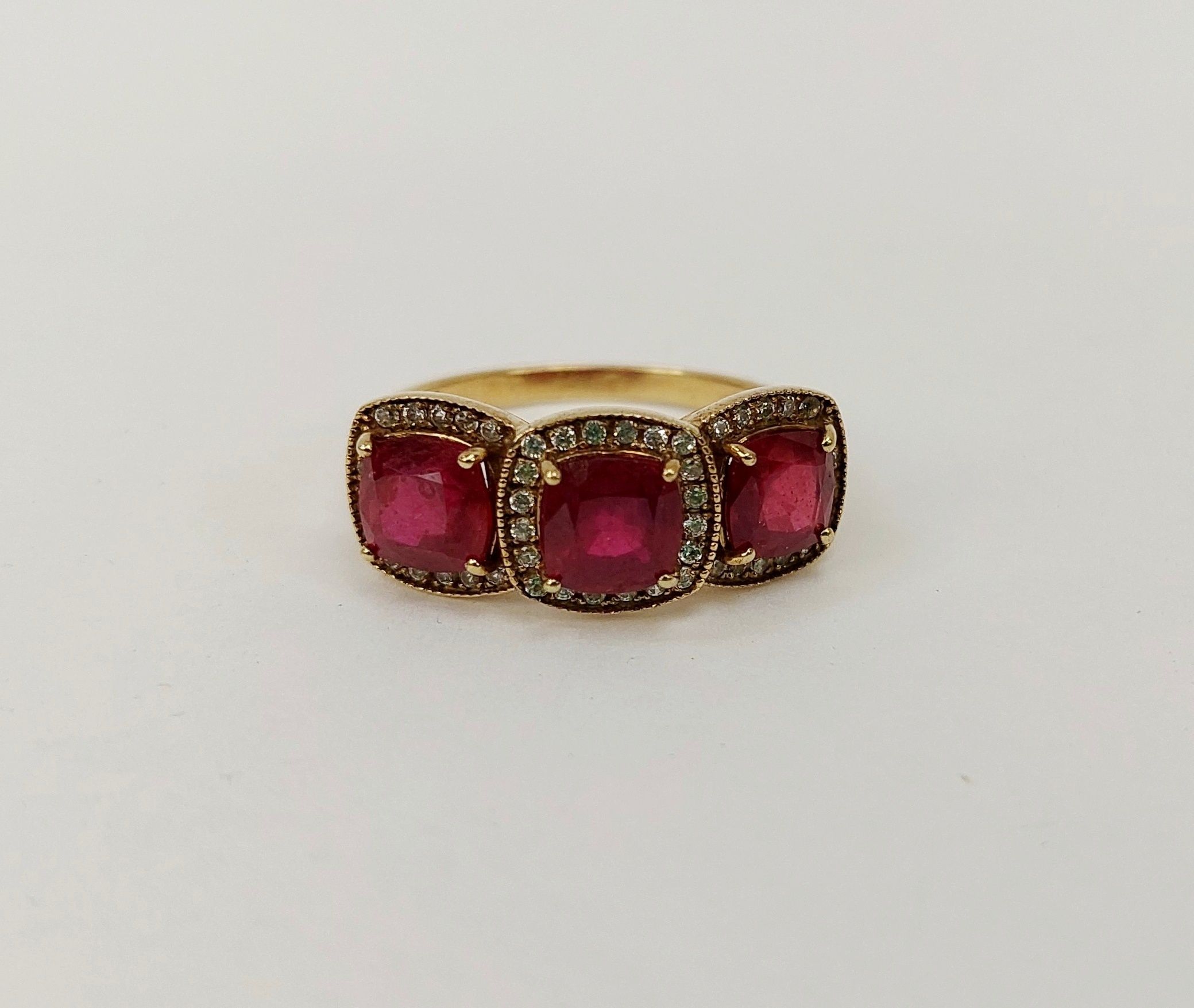 JA_6688202859 - 9ct Gold Ruby & White Spinel Ring UK Size Q, US 8 (1)