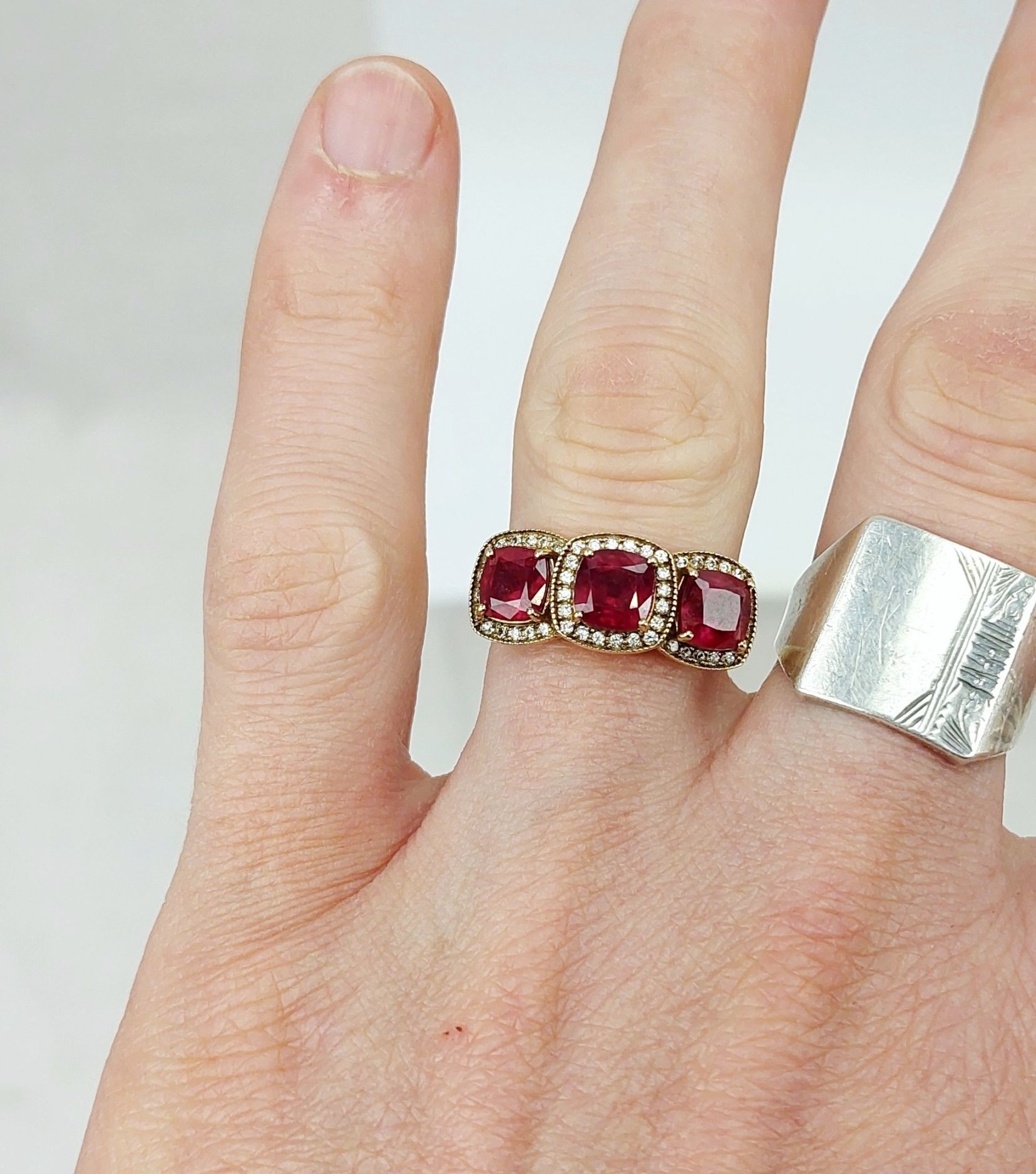JA_6688202859 - 9ct Gold Ruby & White Spinel Ring UK Size Q, US 8 (7)