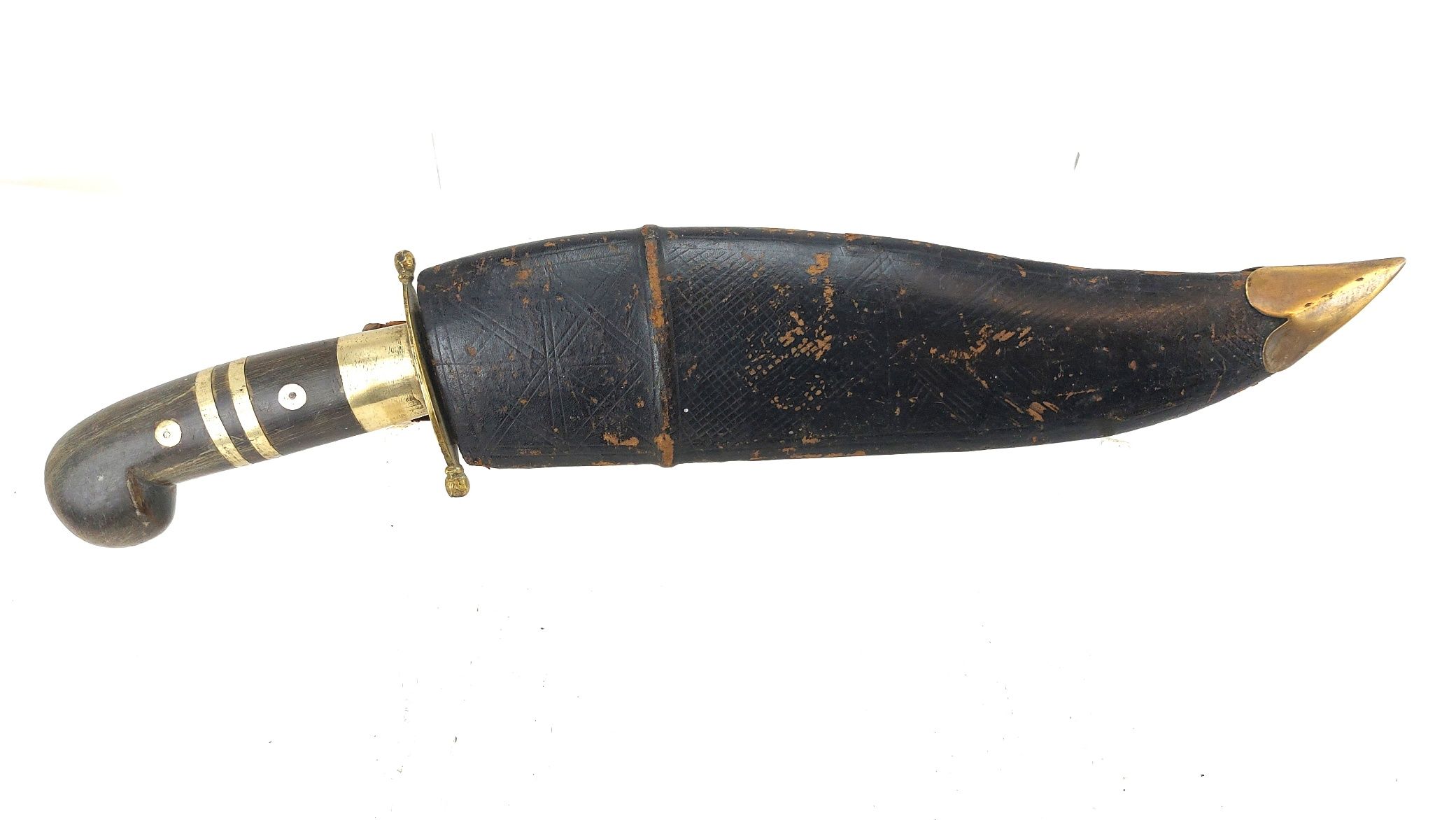 Indian Bowie-Style Fighting Knife – Horn and Brass Hilt, Possibly by The Army Traders, Dehradun (13)
