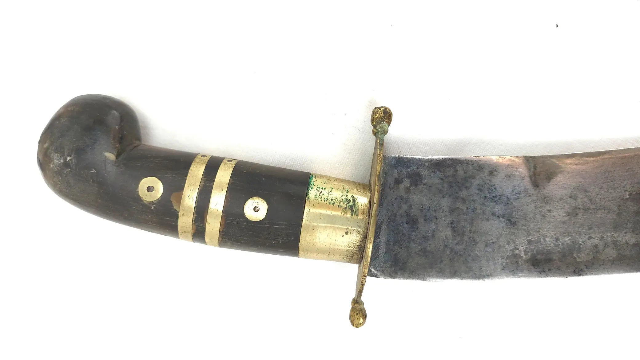 Indian Bowie-Style Fighting Knife – Horn and Brass Hilt, Possibly by The Army Traders, Dehradun (5)