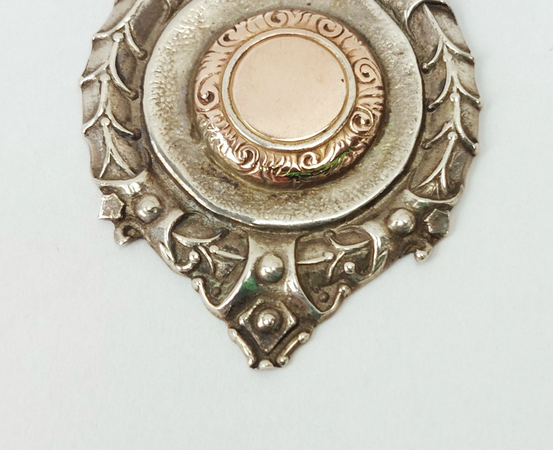 JA_7237204987 - Sterling Silver Birmingham 1934 Medallion Fob with Rose Gold Centre (3)