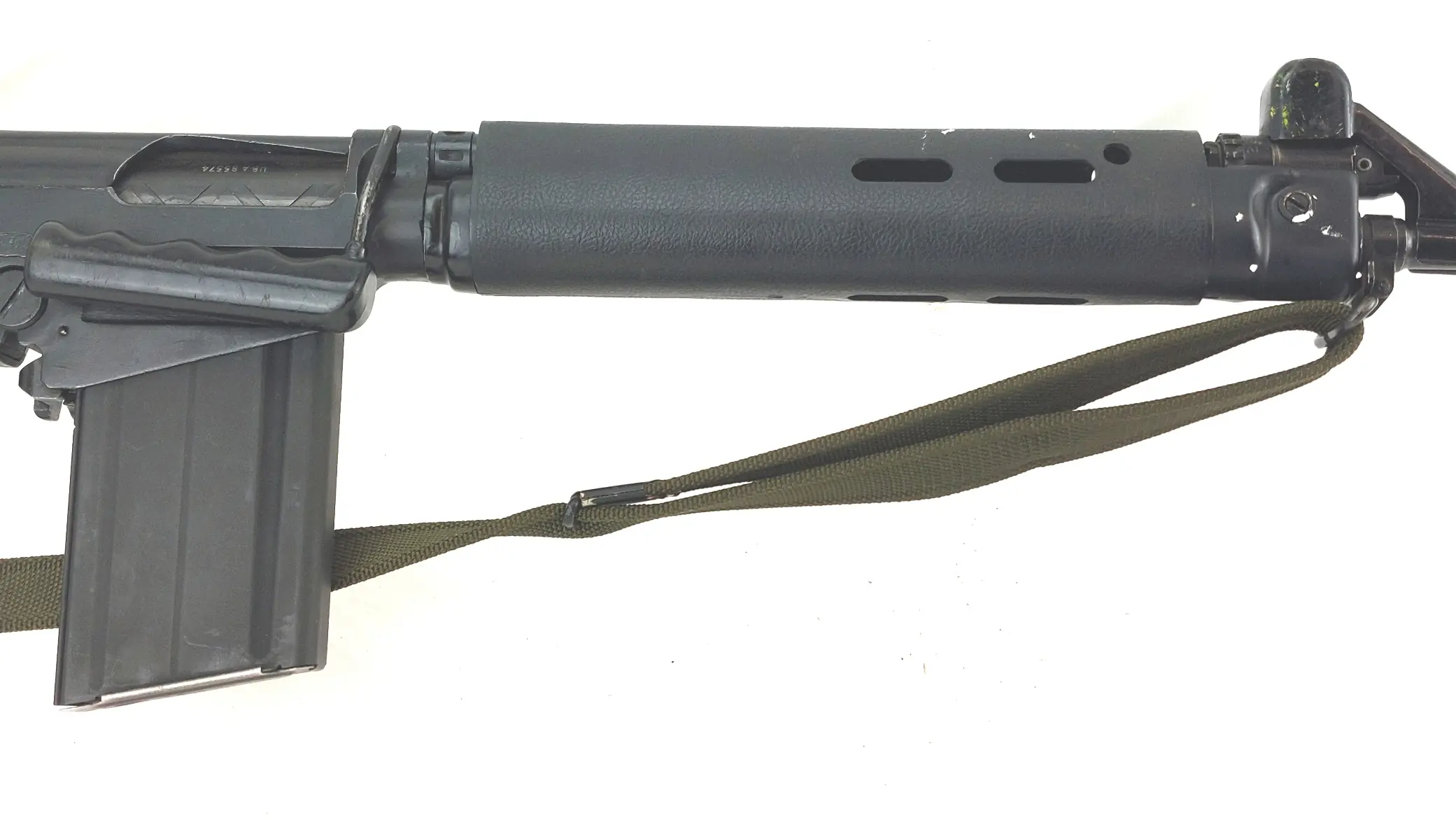 British, 1960, L1A1 SLR (Self-Loading Rifle), Withy Canvas Sling, Broad Arrow Magazine, Deactivated (4)