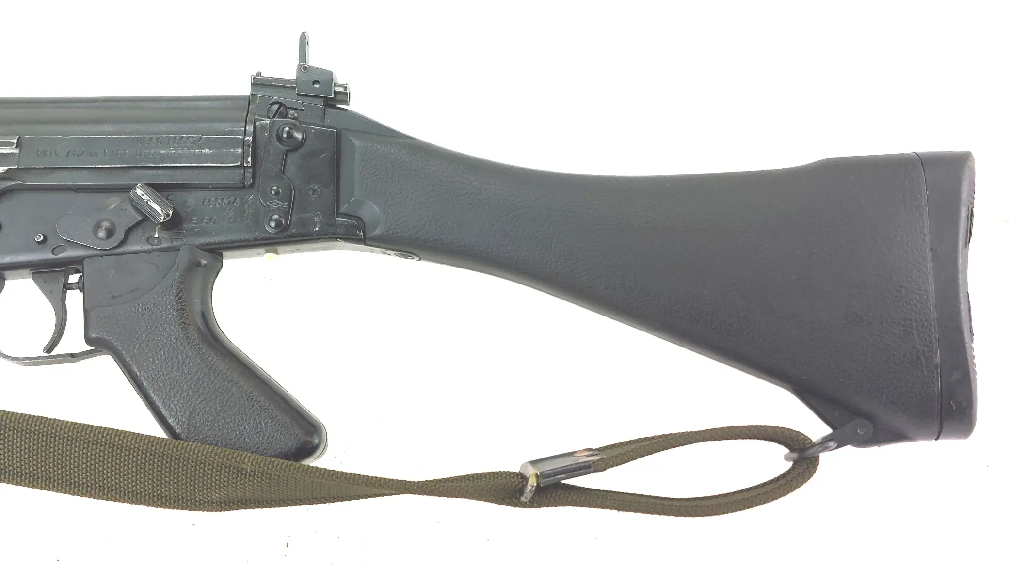British, 1960, L1A1 SLR (Self-Loading Rifle), Withy Canvas Sling, Broad Arrow Magazine, Deactivated (7)