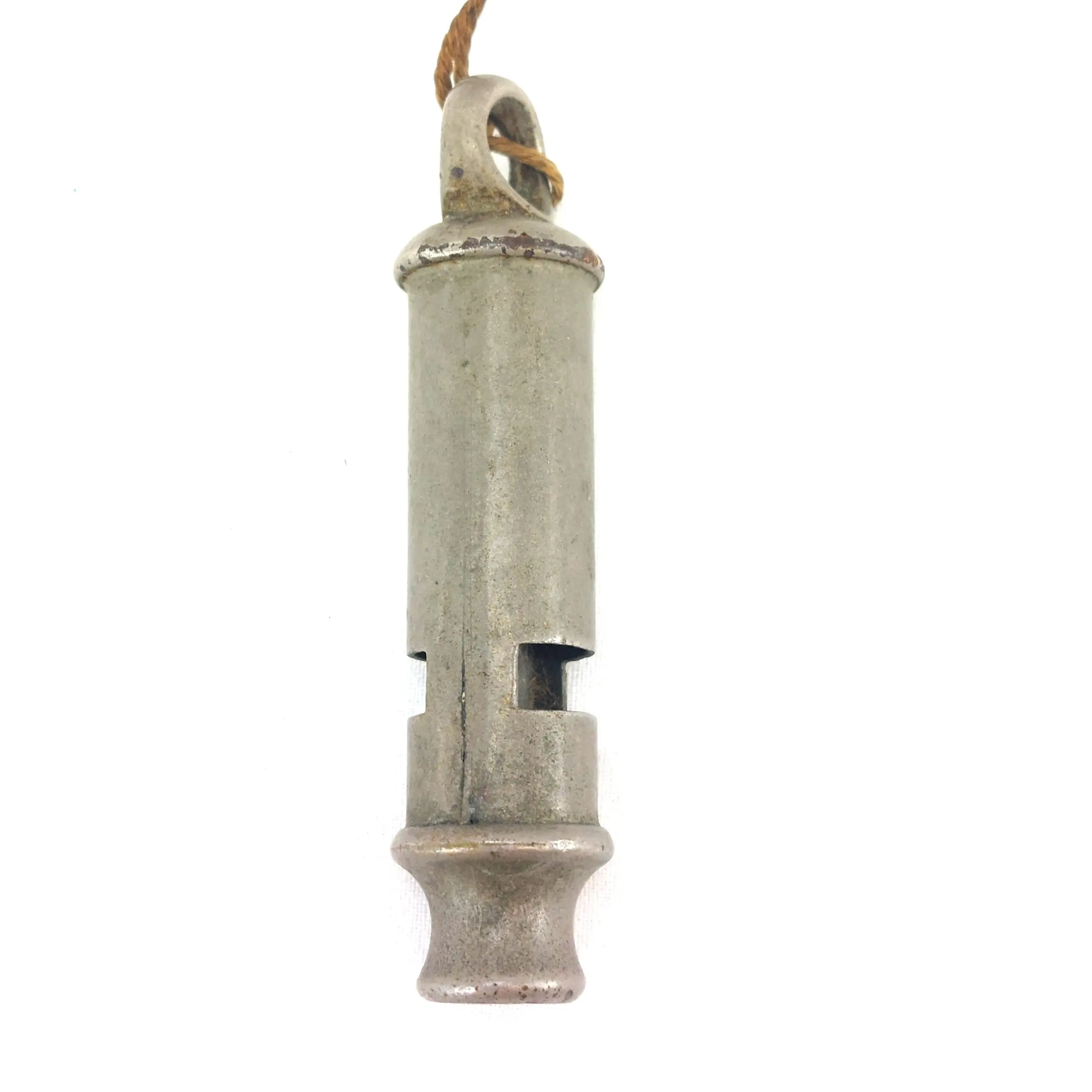 British, c.1900, The City Whistle Patent Nickel-Plated Whistle with Cord (4)