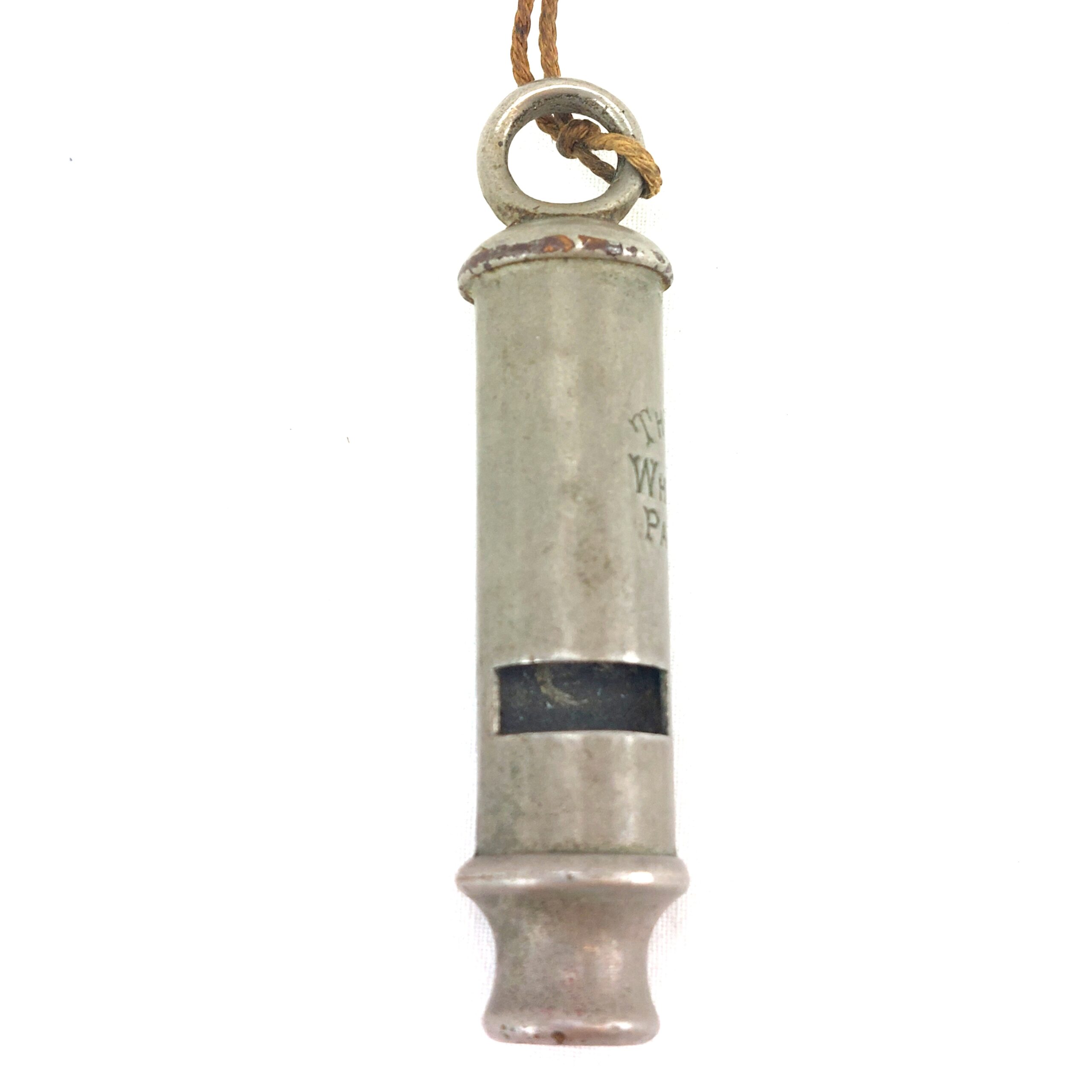British, c.1900, The City Whistle Patent Nickel-Plated Whistle with Cord (5)
