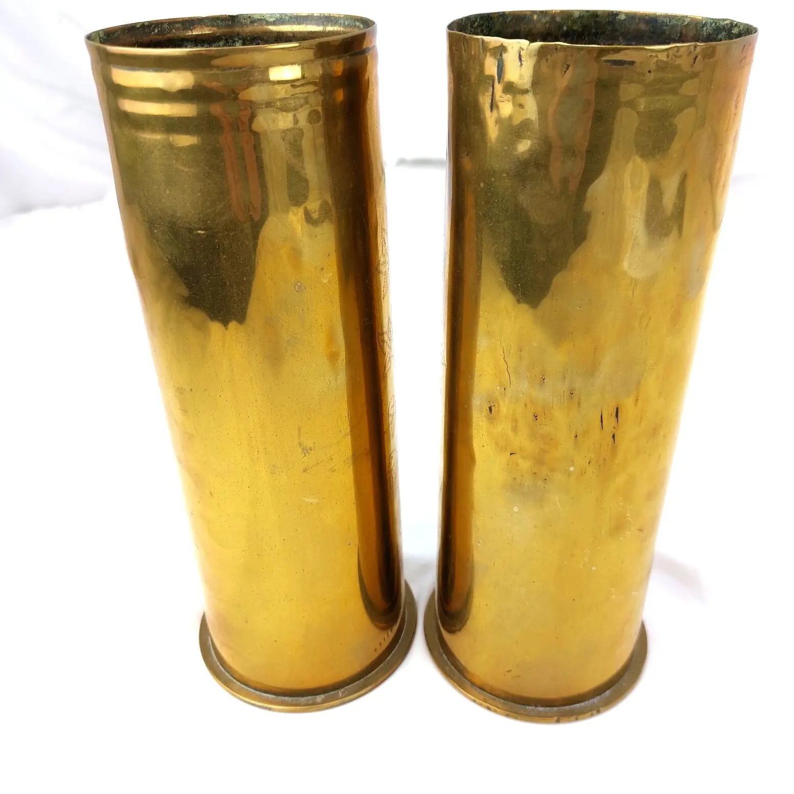 Imperial German, WW1, Pair of Trench Art Shell Case Vases — Dated 1917 & 1918 (3)