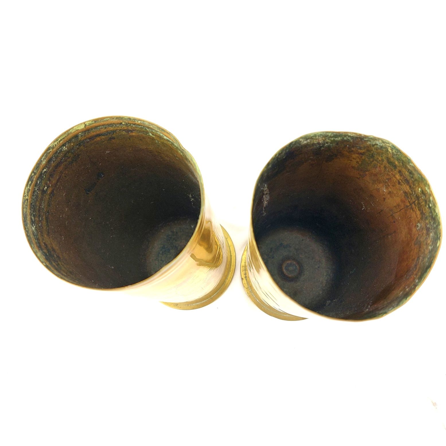 Imperial German, WW1, Pair of Trench Art Shell Case Vases — Dated 1917 & 1918 (5)