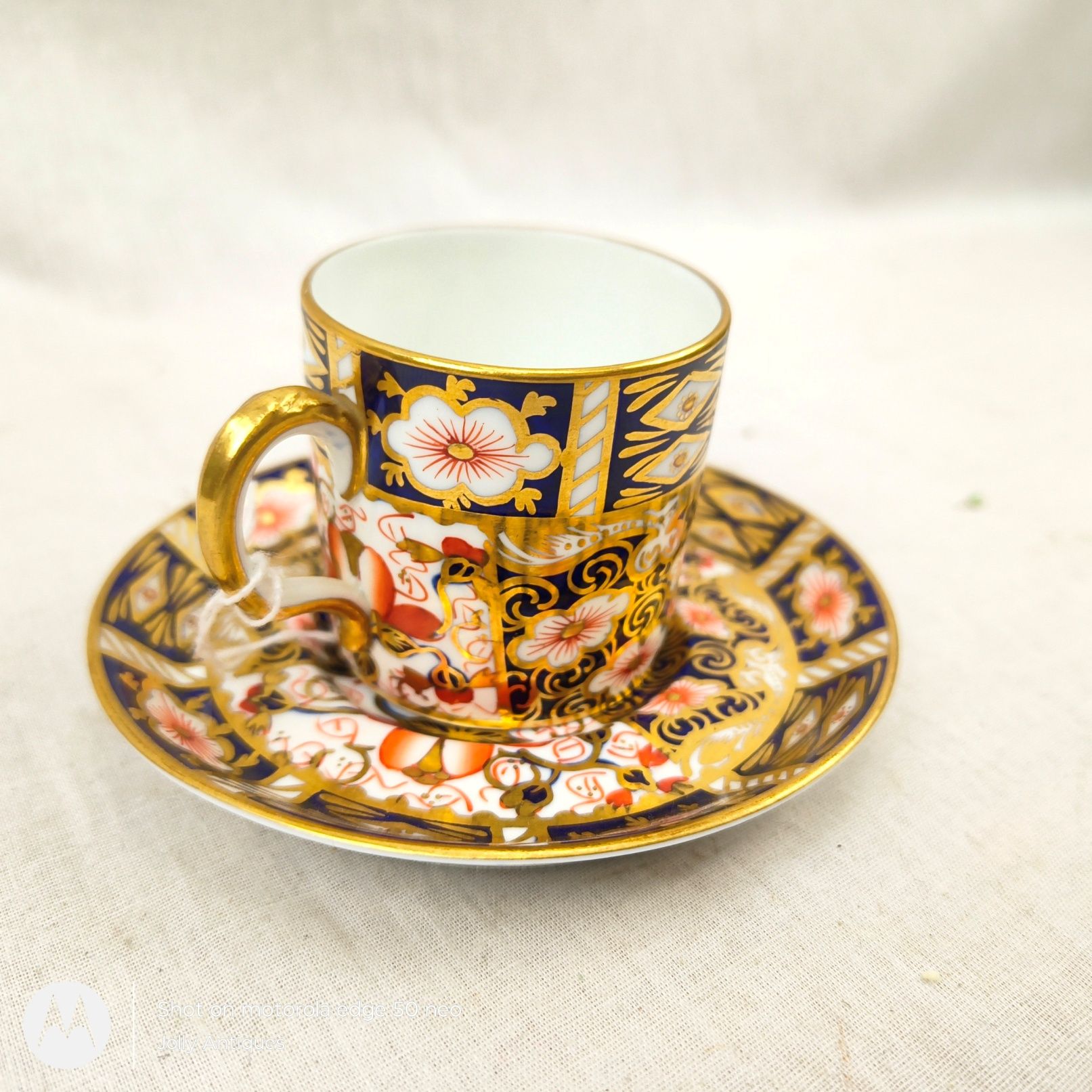 1923 Royal Crown Derby 2451 Pattern Imari Coffee Cup And Saucer 4