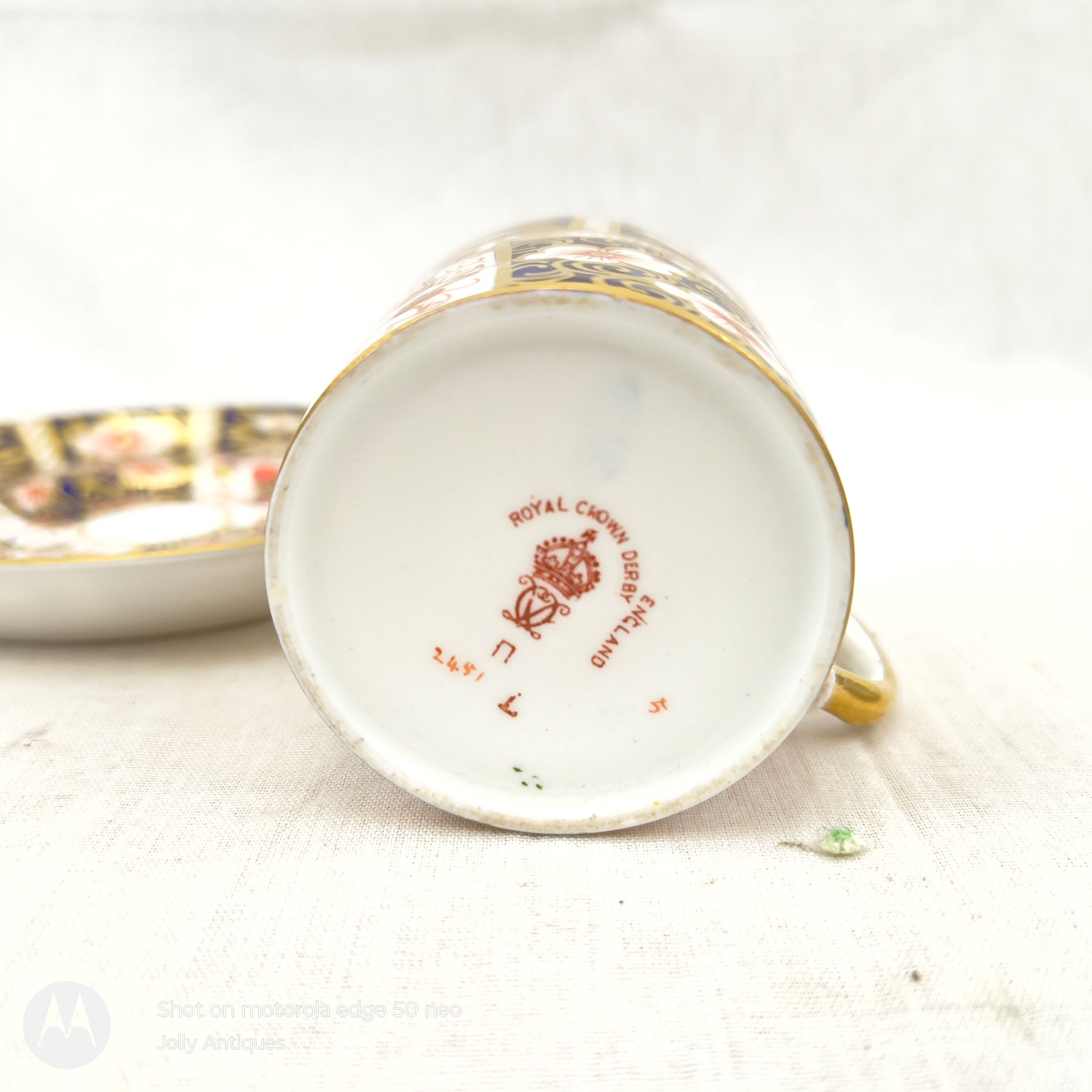 1923 Royal Crown Derby 2451 Pattern Imari Coffee Cup And Saucer 6