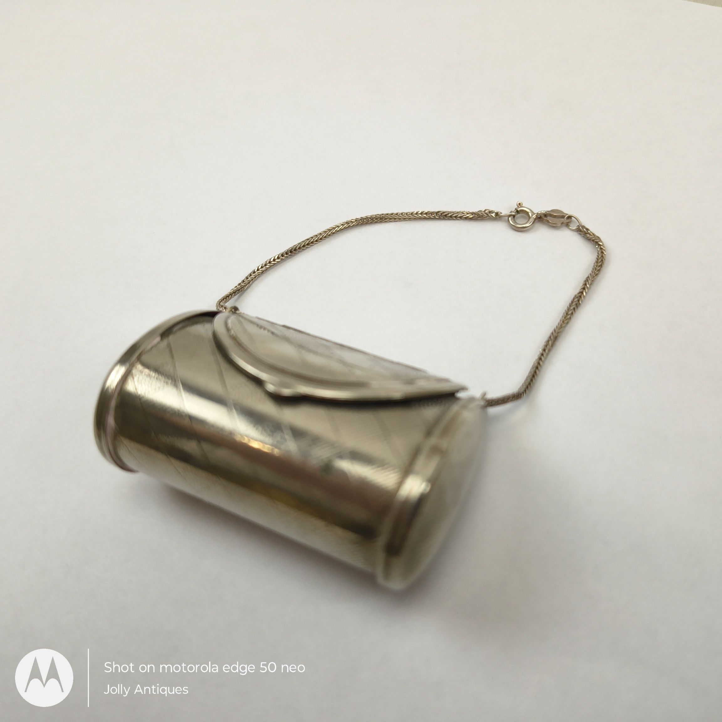 1940s Chrome Pill Case With Silver Chain 2