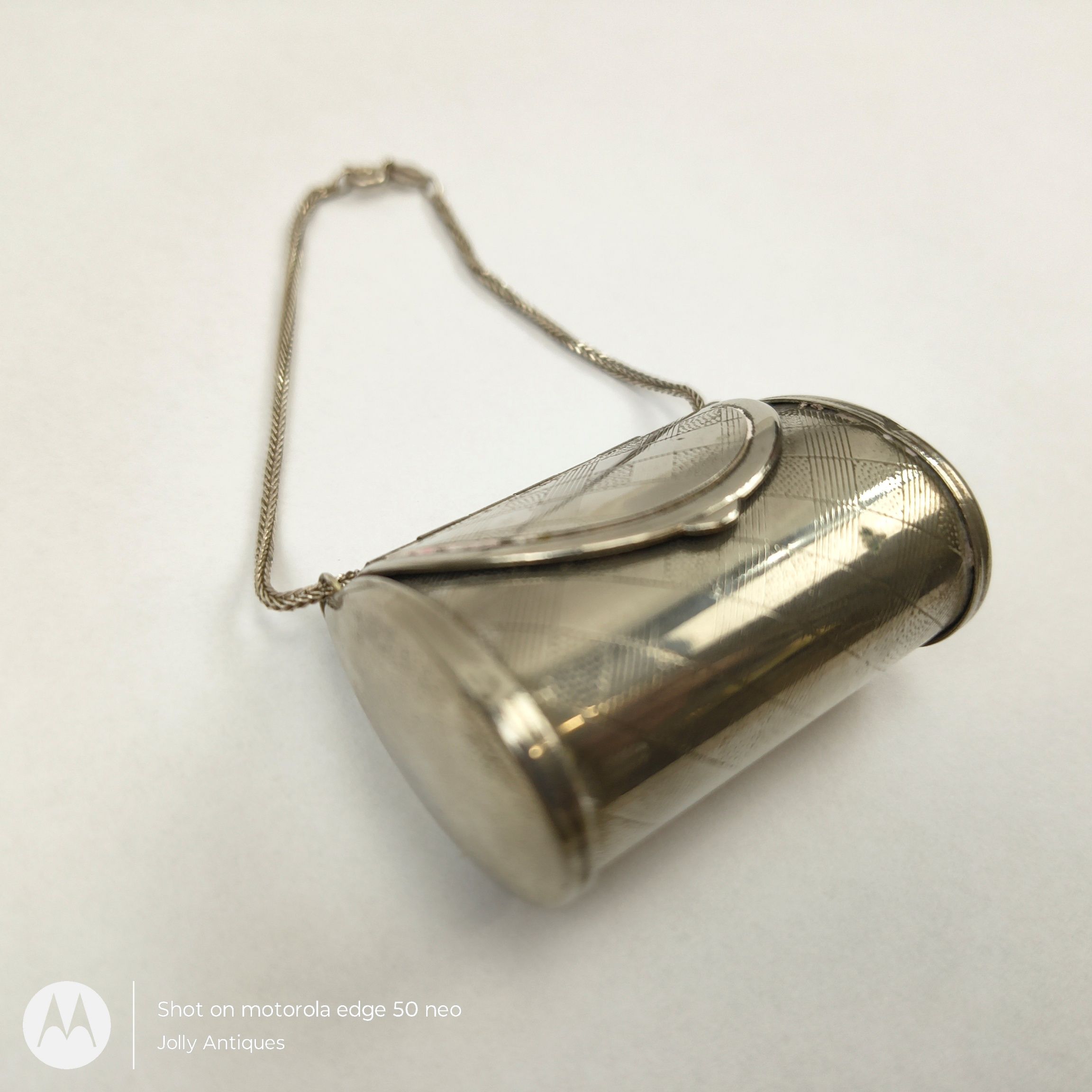 1940s Chrome Pill Case With Silver Chain 4