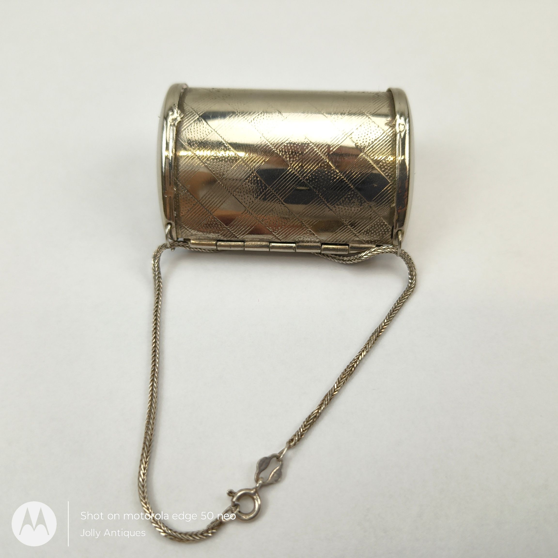 1940s Chrome Pill Case With Silver Chain 6