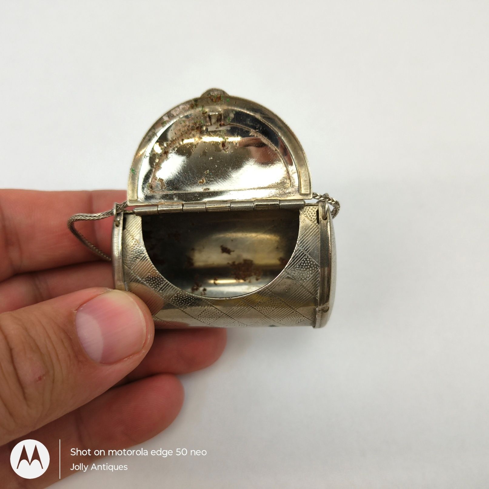 1940s Chrome Pill Case With Silver Chain 7