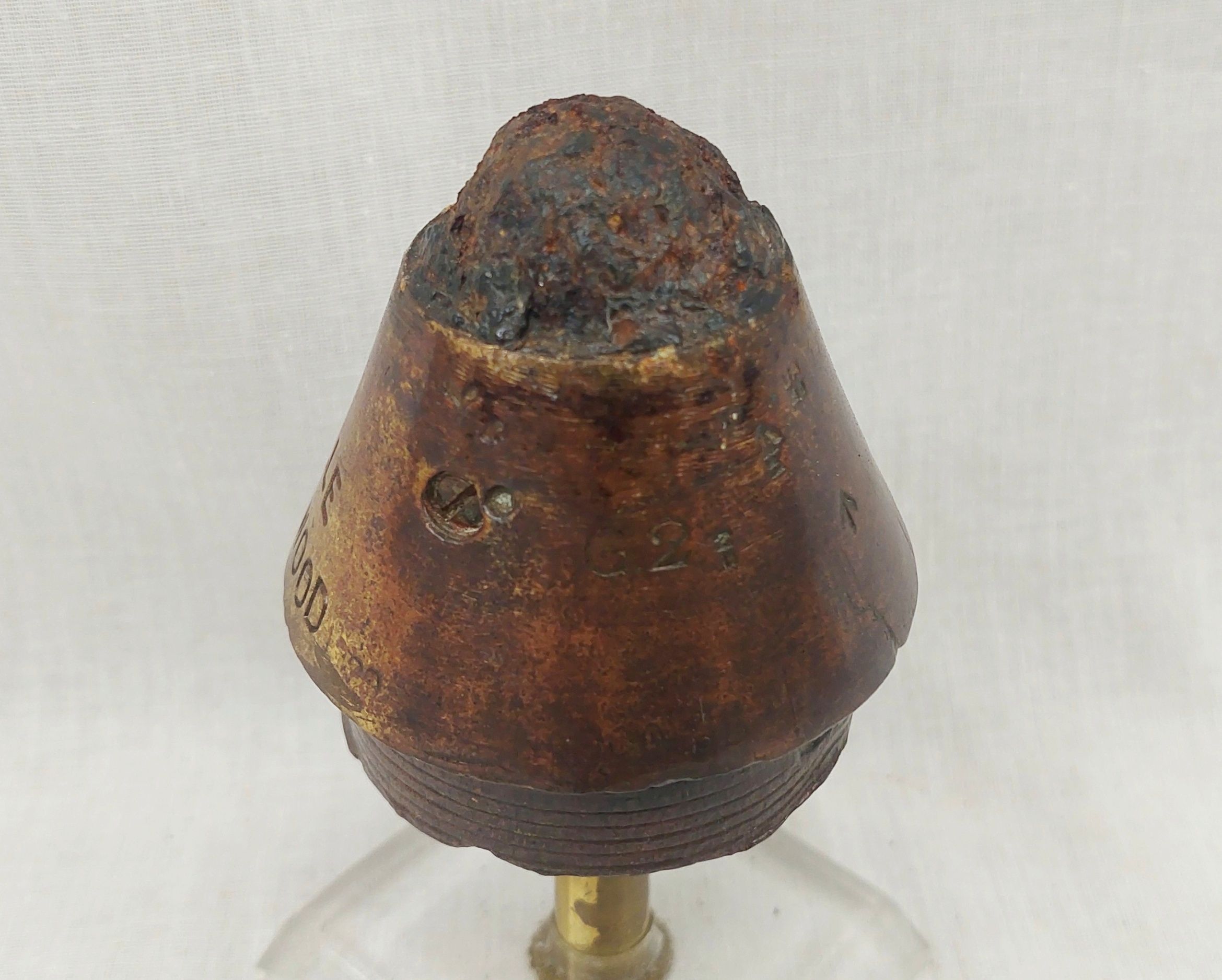 WW1 British 1916 Deville Wood Mounted Shell Fuse Head 3