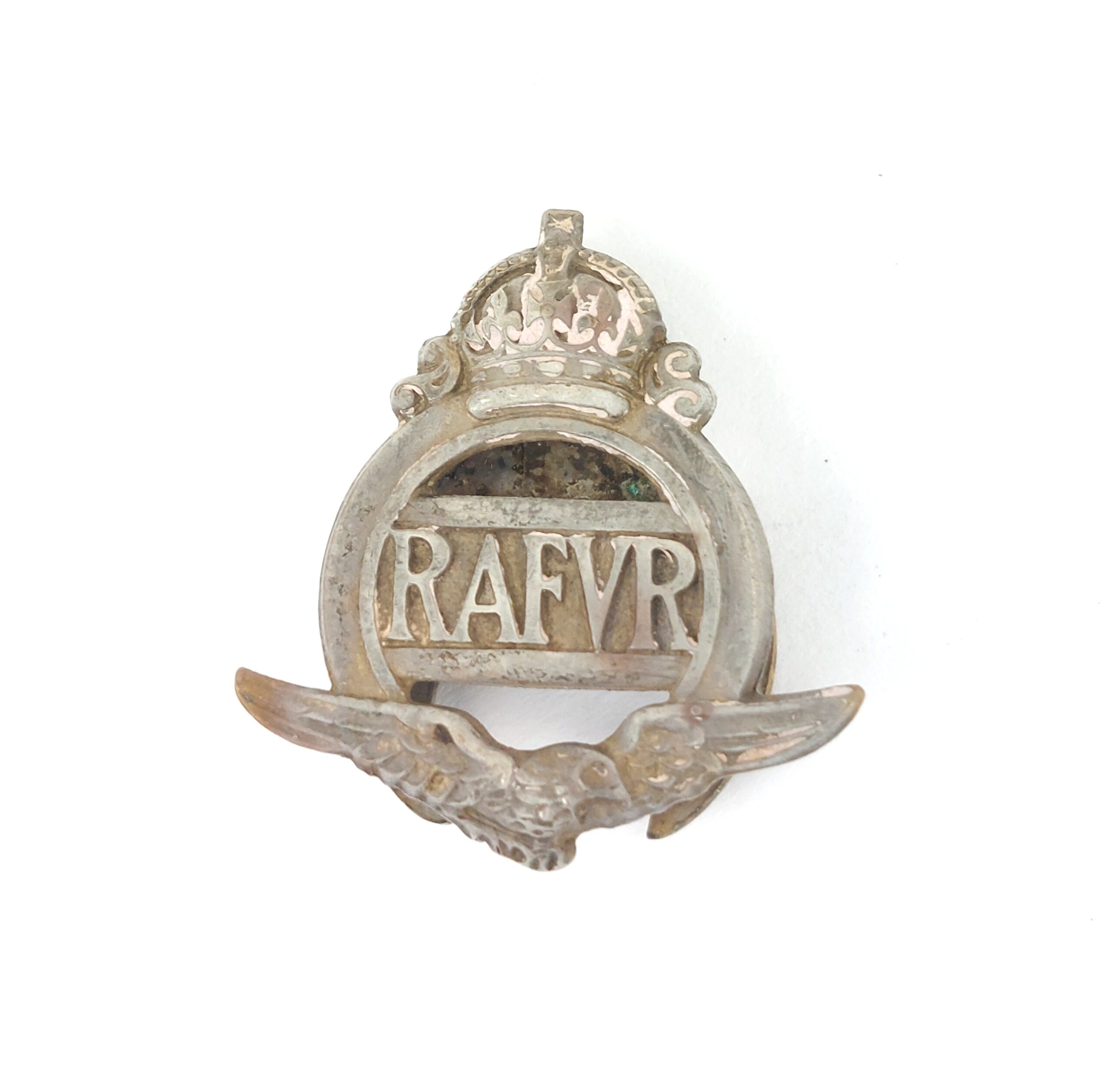 Britain, WWII, Royal Air Force Volunteer Reserve (RAFVR) Silver Lapel Badge, Issue No. 56355 (1)