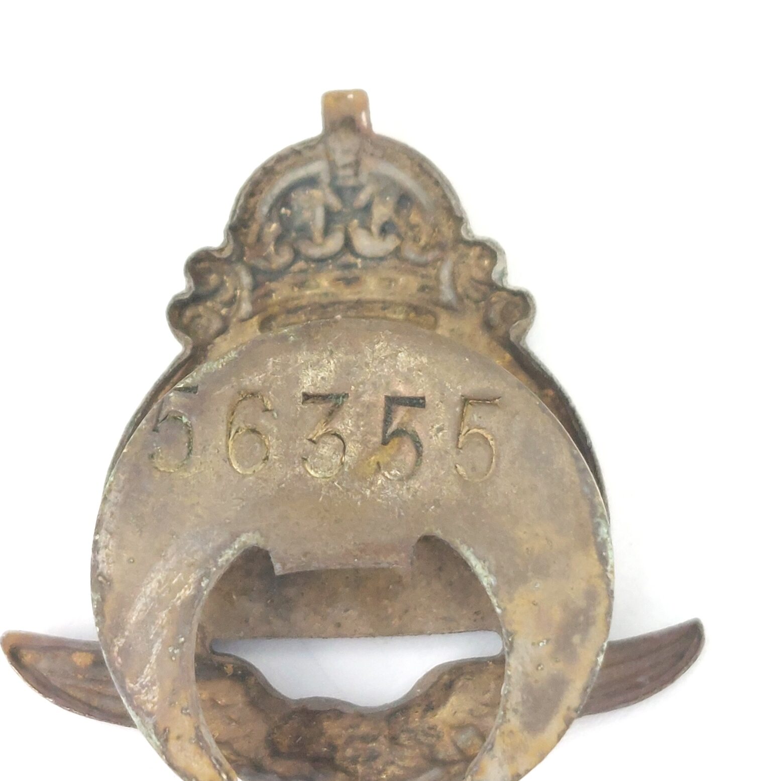 Britain, WWII, Royal Air Force Volunteer Reserve (RAFVR) Silver Lapel Badge, Issue No. 56355 (4)