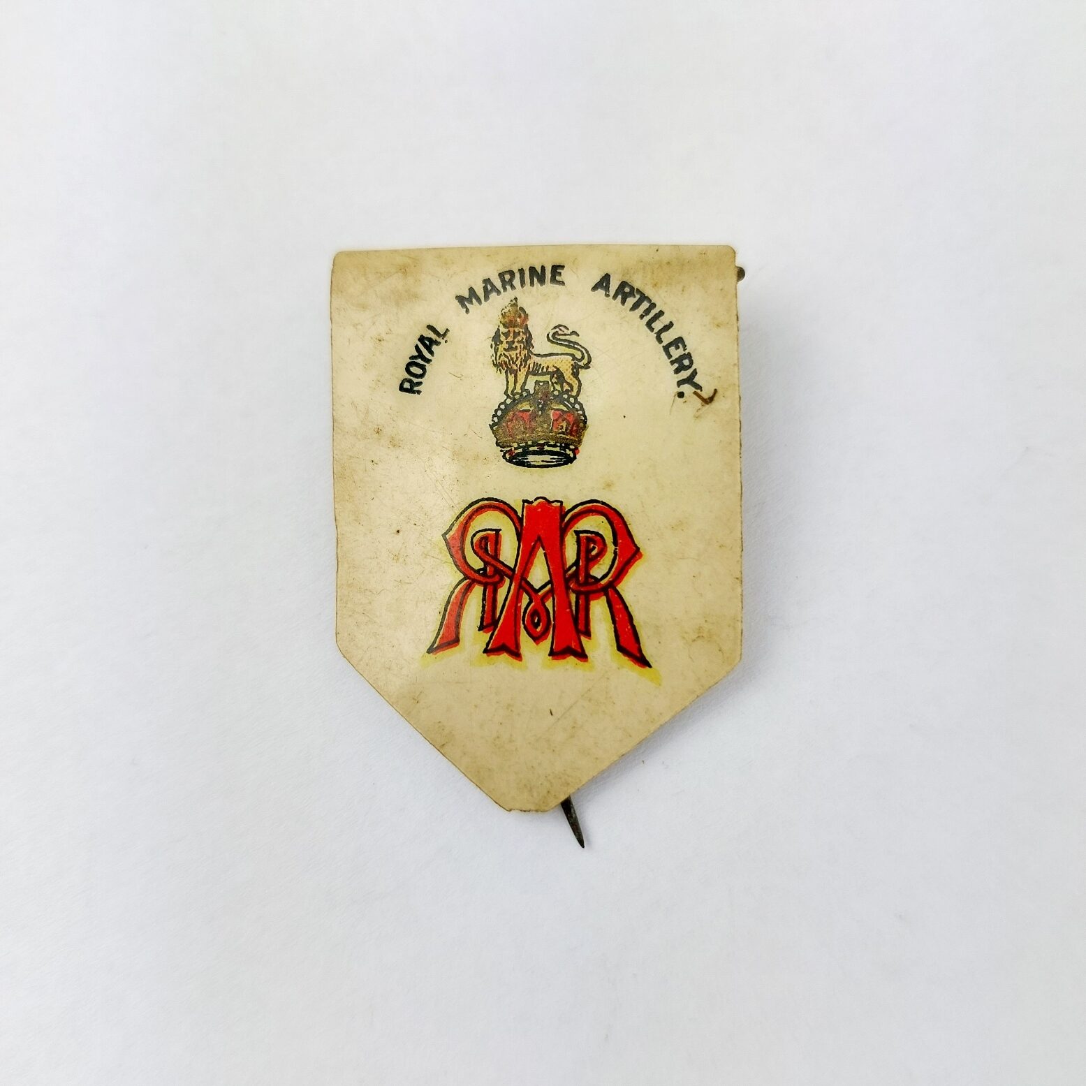 British, WW1, Royal Marine Artillery Sweetheart Brooch, Celluloid (1)