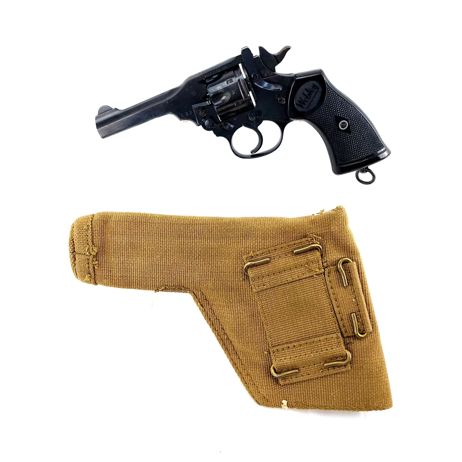 British, WW2, Webley & Scott Mark IV .38 Revolver, with 1943 Holster, Deactivated (2)