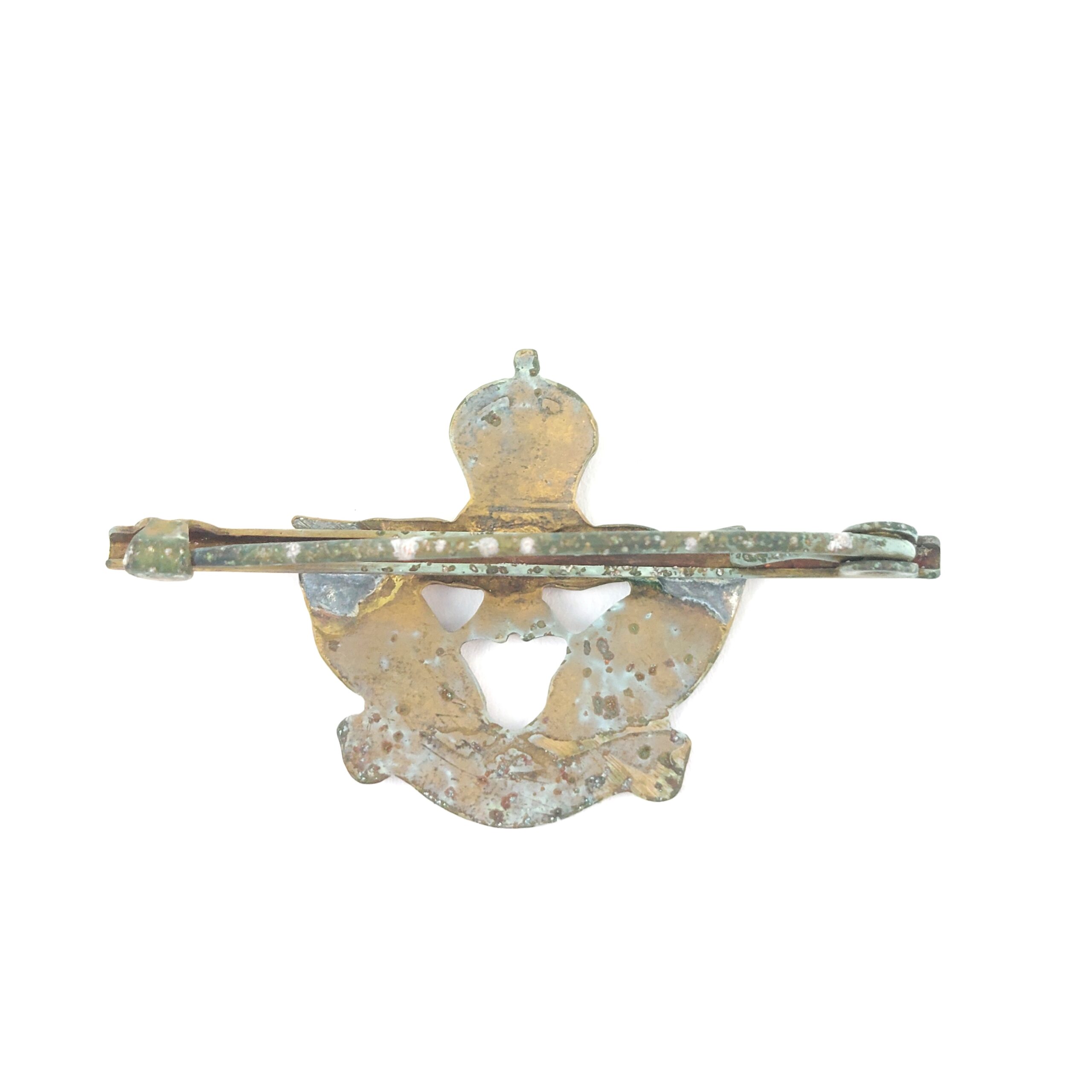 British, WWII, RAF Sweetheart Brooch, Enamel & Gilt, King’s Crown, Bar Mount (3)