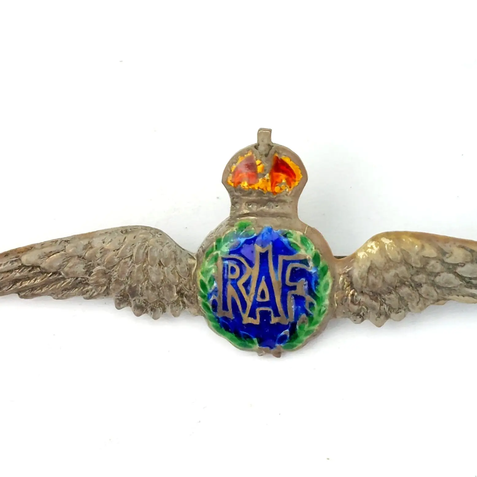 British, WWII RAF Sweetheart Brooch, Silver & Enamel, King’s Crown (2)