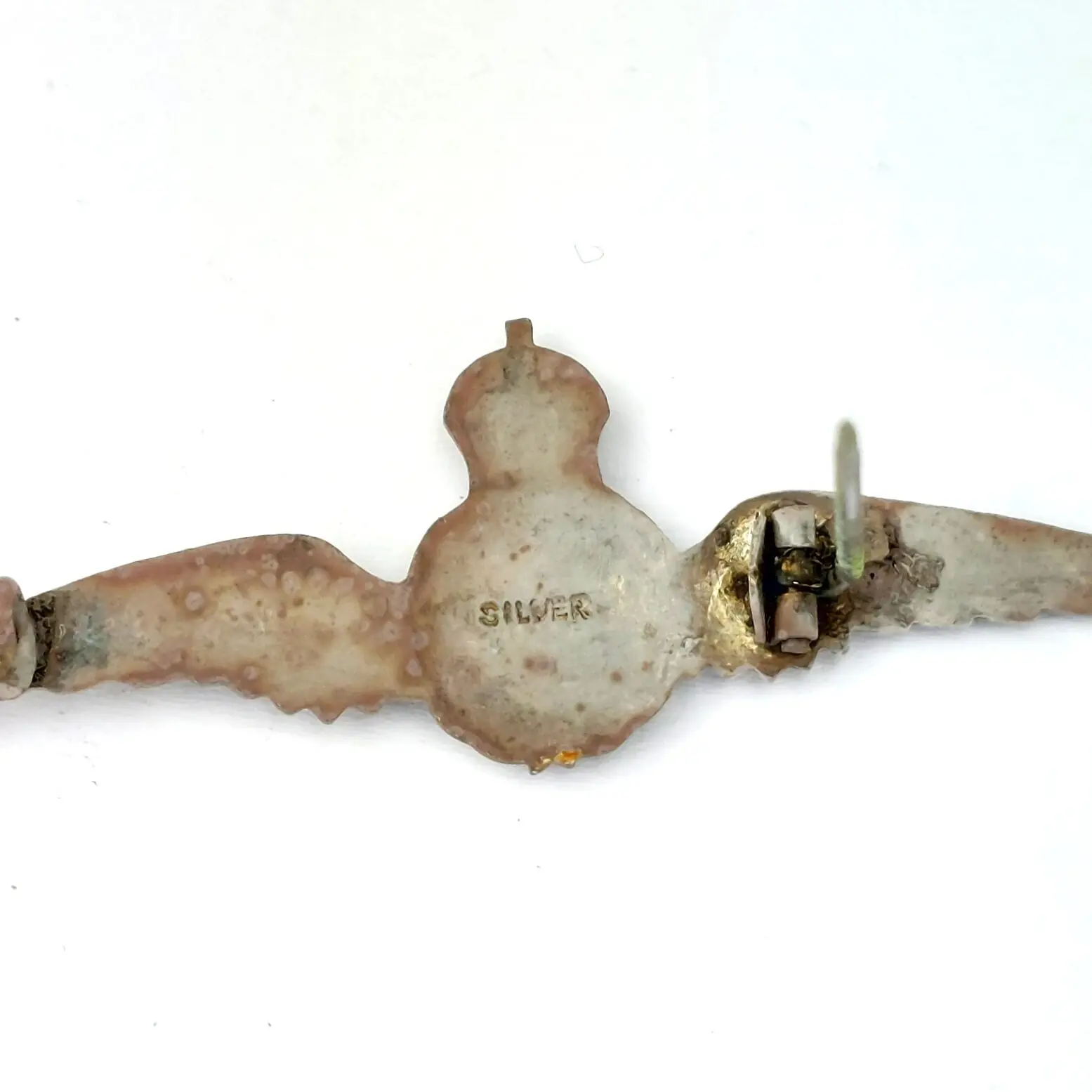 British, WWII RAF Sweetheart Brooch, Silver & Enamel, King’s Crown (4)