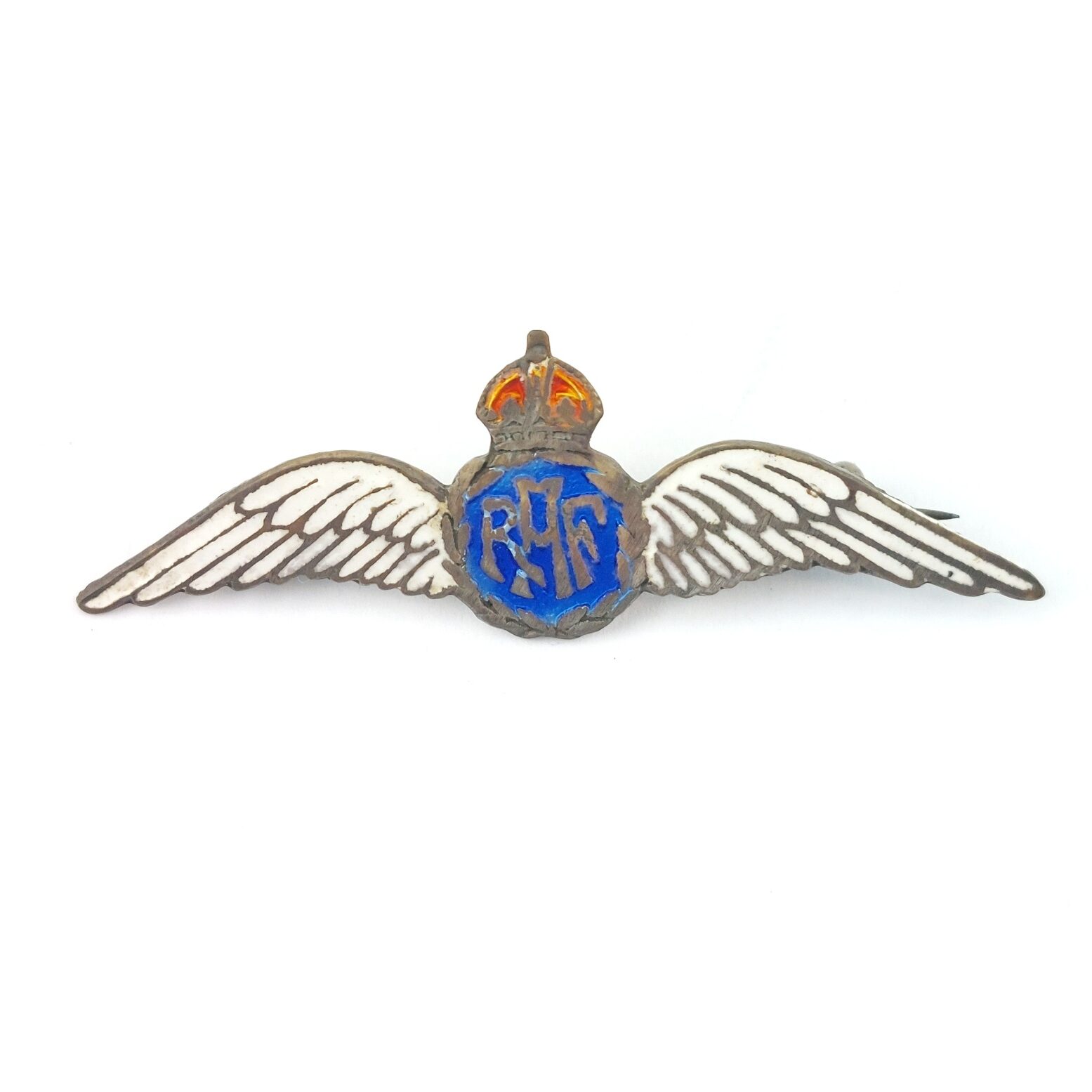 British, WWII, RAF Sweetheart Brooch, Silver & Enamel Pilot’s Wings (1)