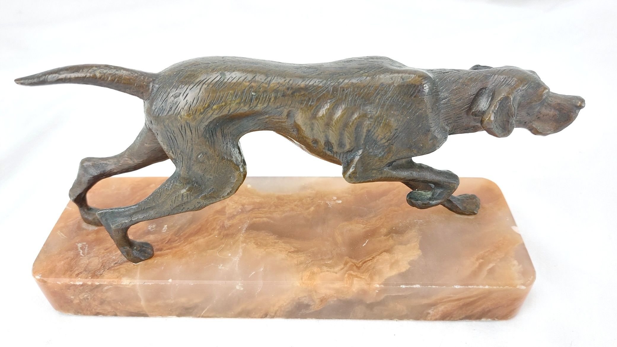 Pointer Dog Sculpture, Bronze on Quartz (1)