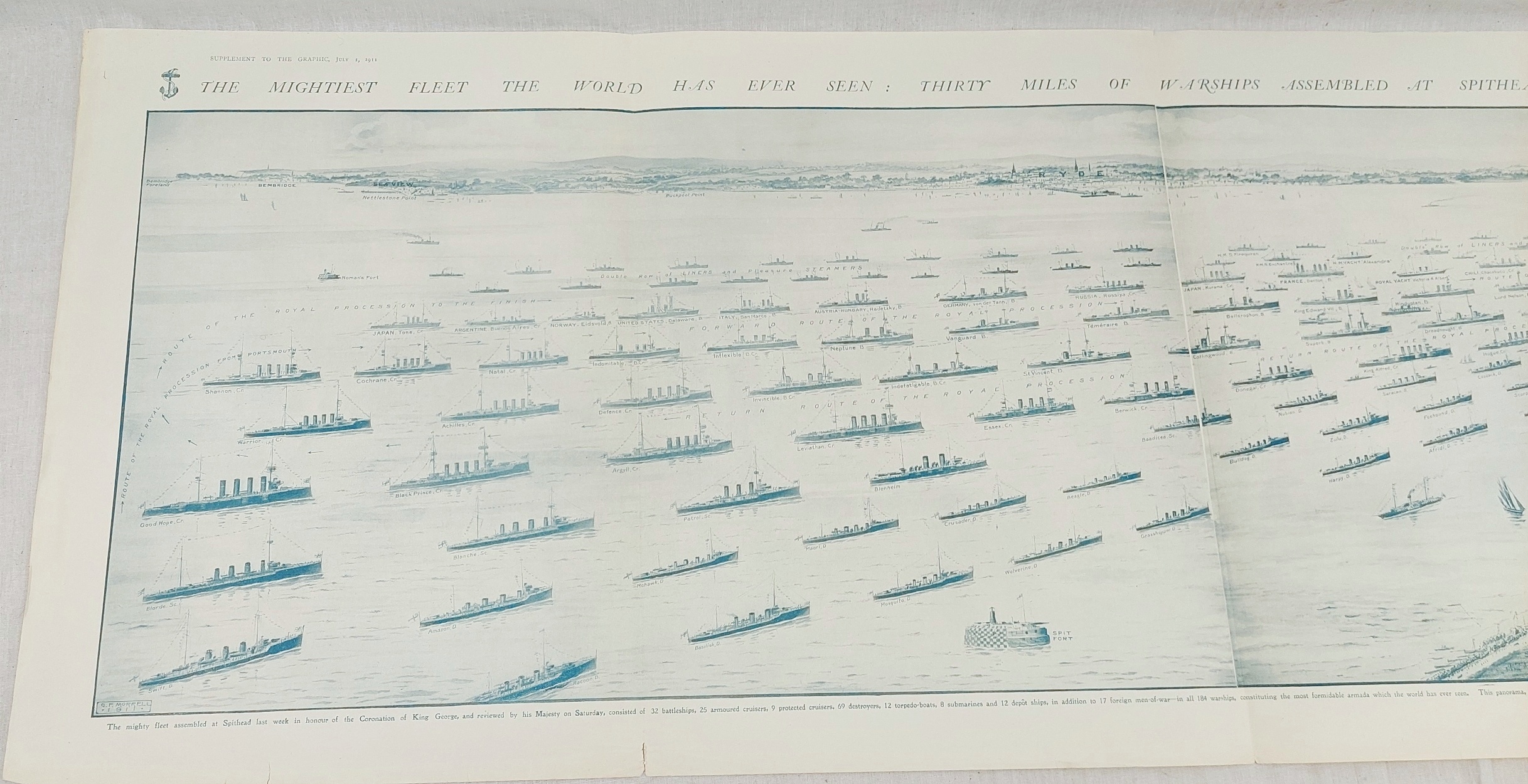 1911 The London Graphic Print Of The Spithead Review 2