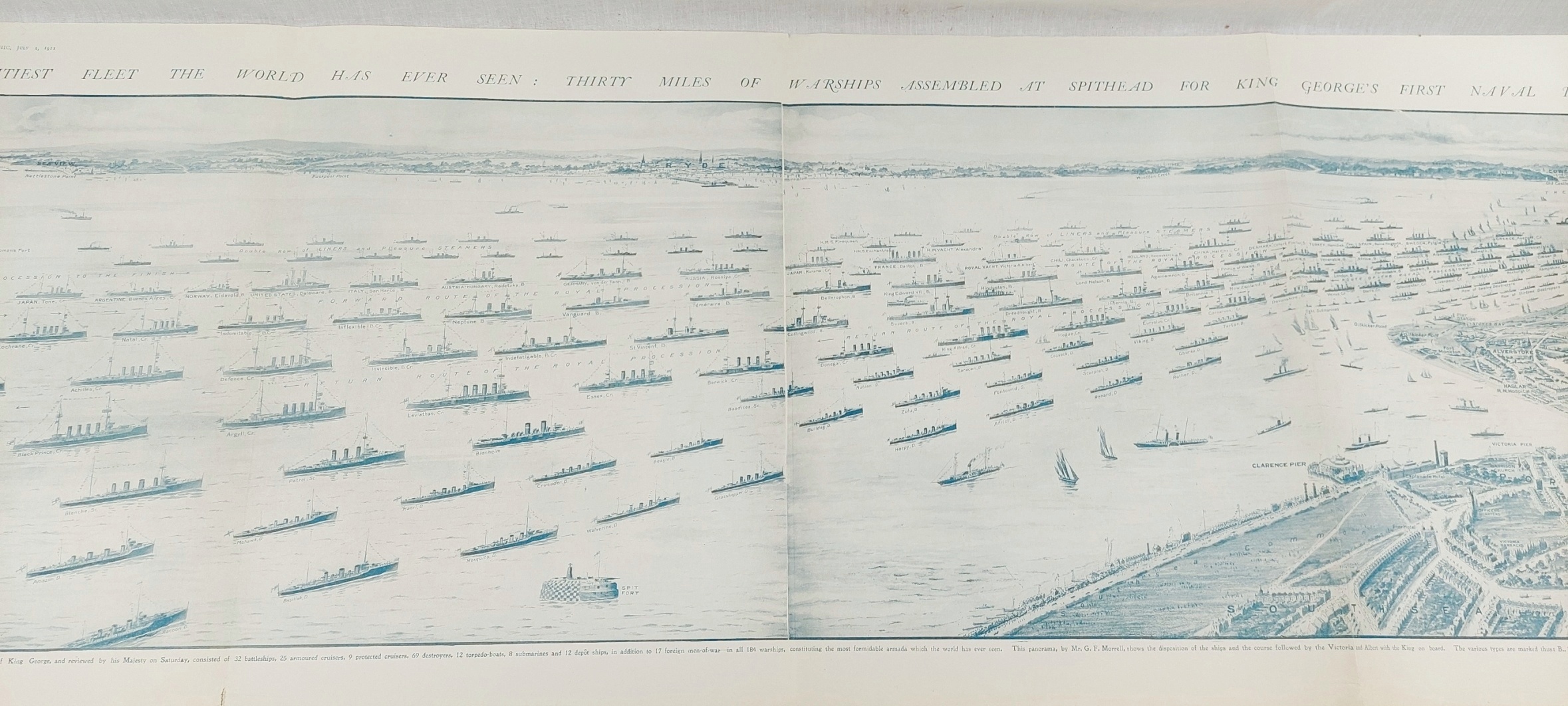 1911 The London Graphic Print Of The Spithead Review 3