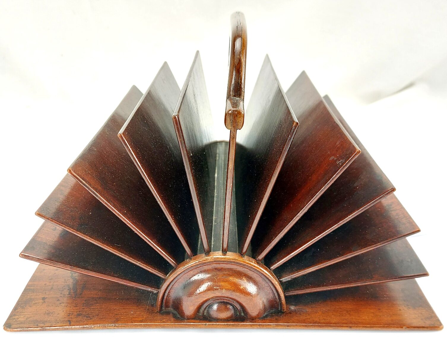 British, 19th Century, Victorian Mahogany Letter Rack - Desk Tidy, Fanned Dividers (4)