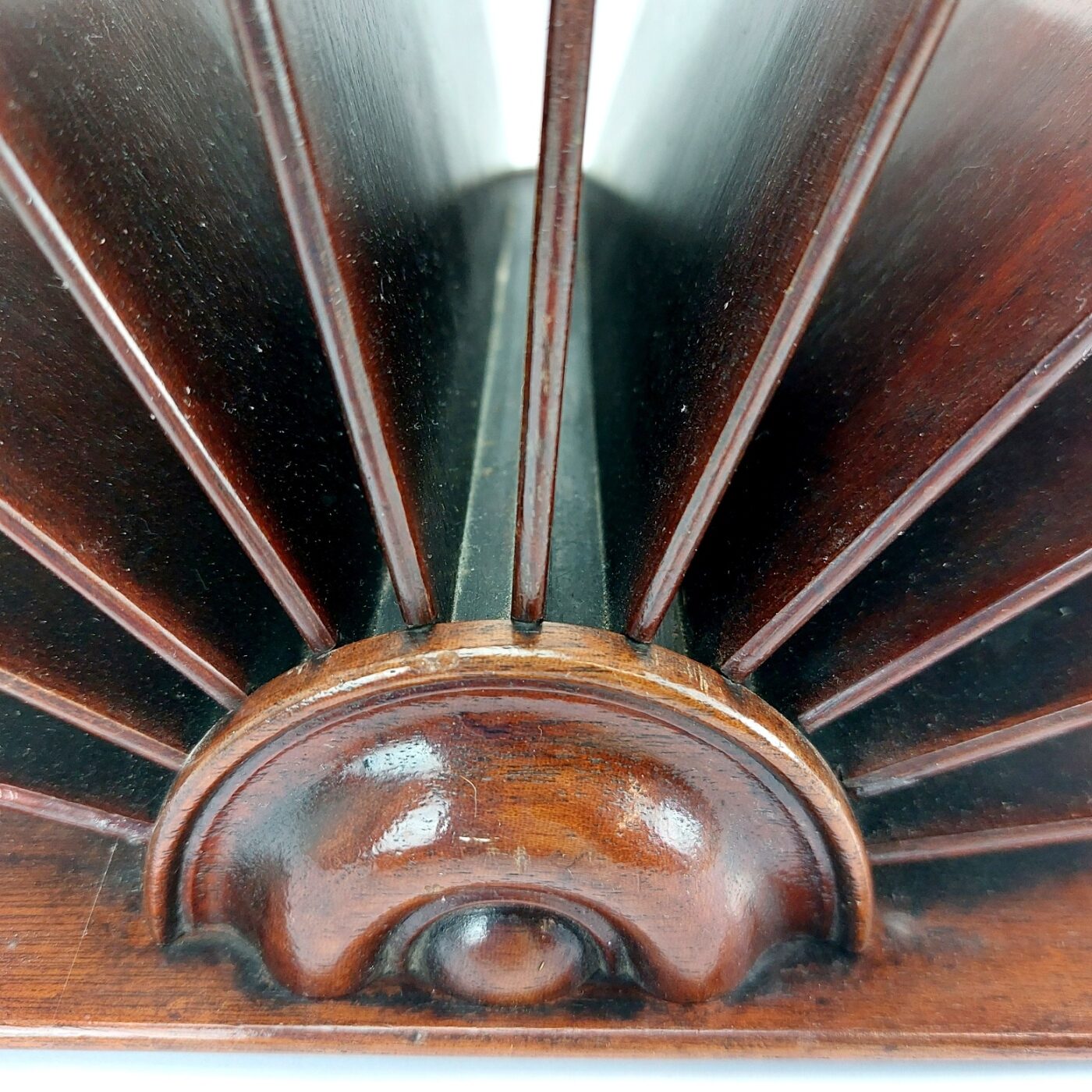 British, 19th Century, Victorian Mahogany Letter Rack - Desk Tidy, Fanned Dividers (8)