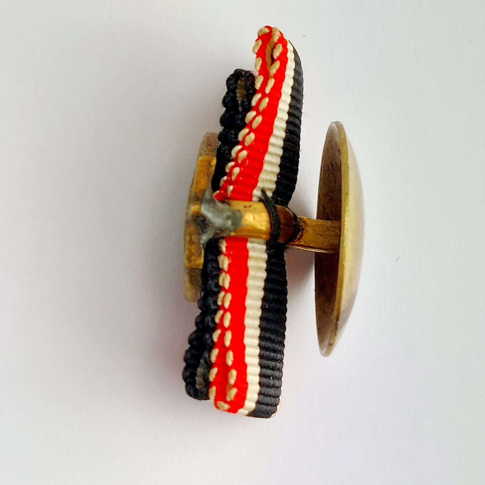 German, WW2, Miniature U-Boat War Button Hole Badge, with Iron Cross 2nd Class (EK2) Buttonhole Ribbon (4)