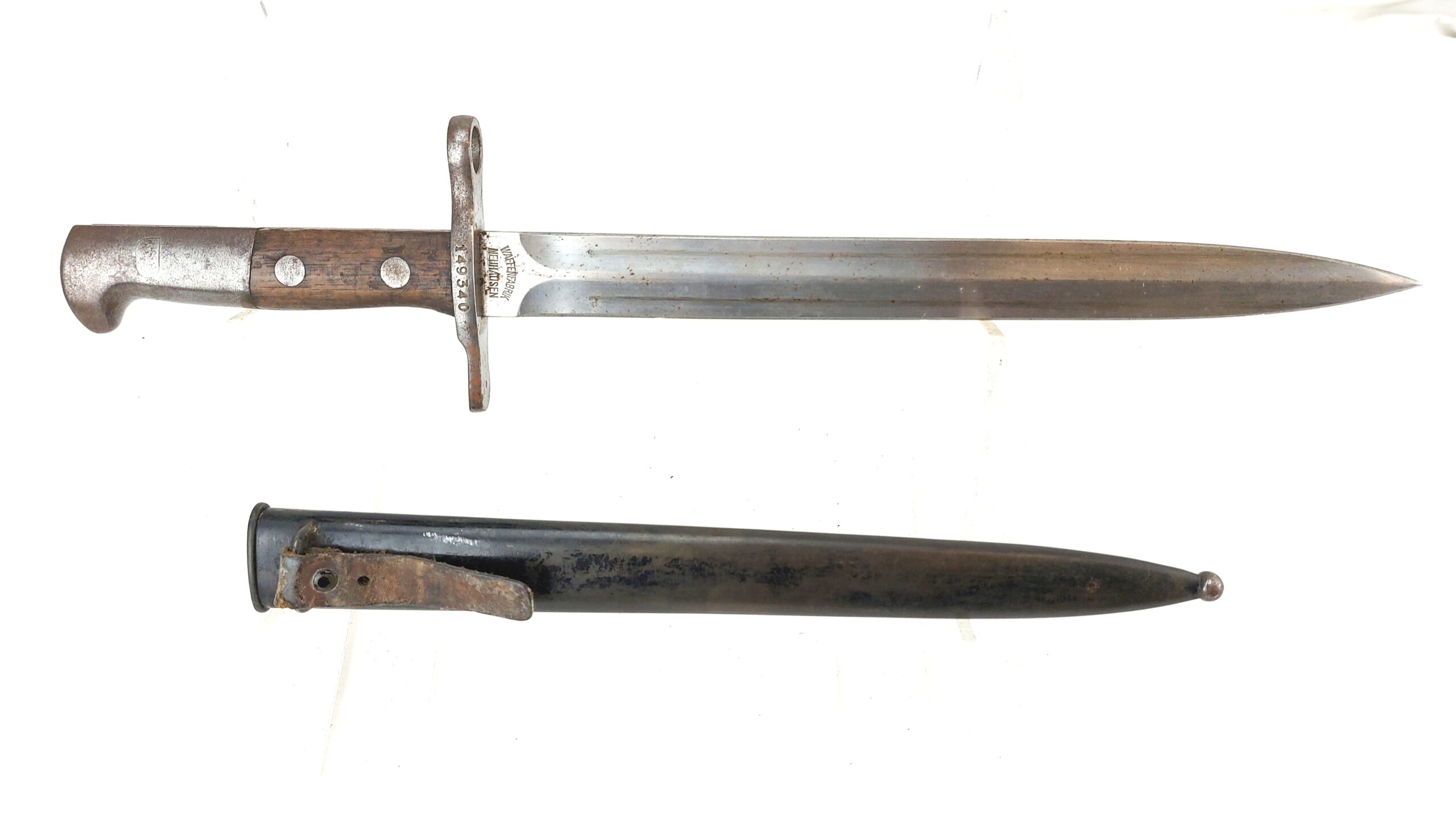 Swiss, c.1918, Schmidt–Rubin M1918 Bayonet and Scabbard – Waffenfabrik Neuhausen (1)