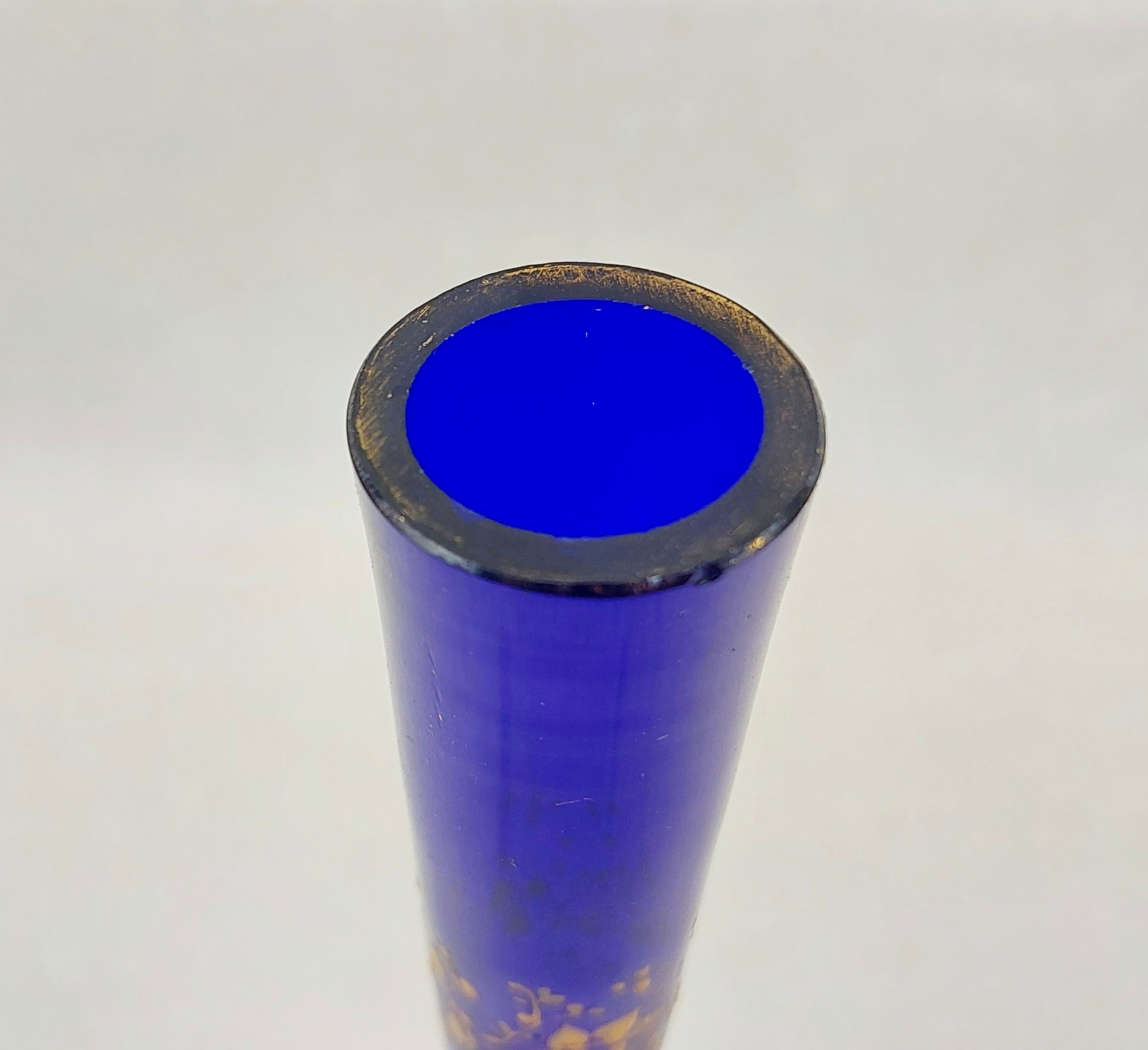Victorian Bristol Blue Enamelled Glass Ovoid Vase 10