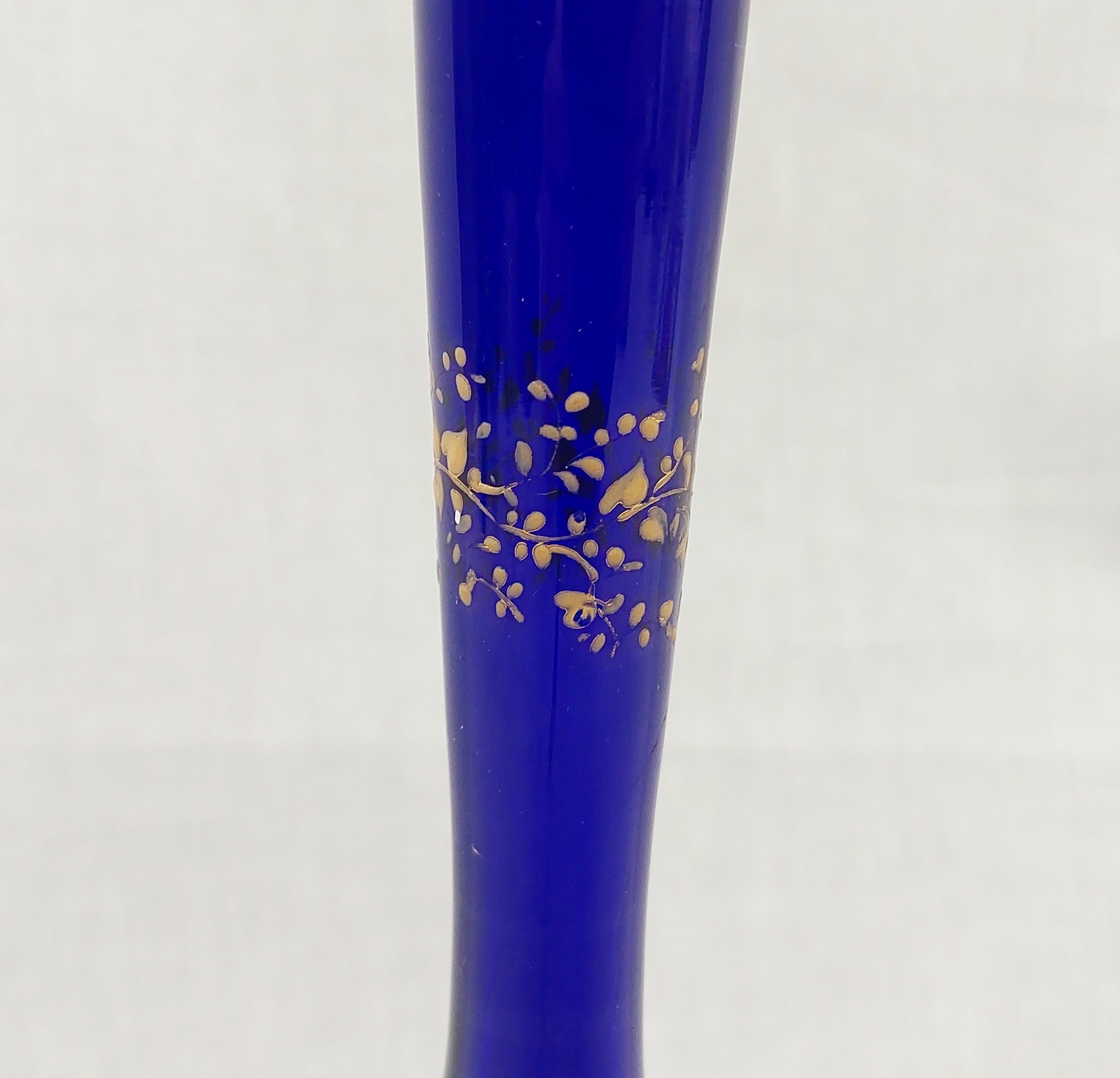 Victorian Bristol Blue Enamelled Glass Ovoid Vase 6
