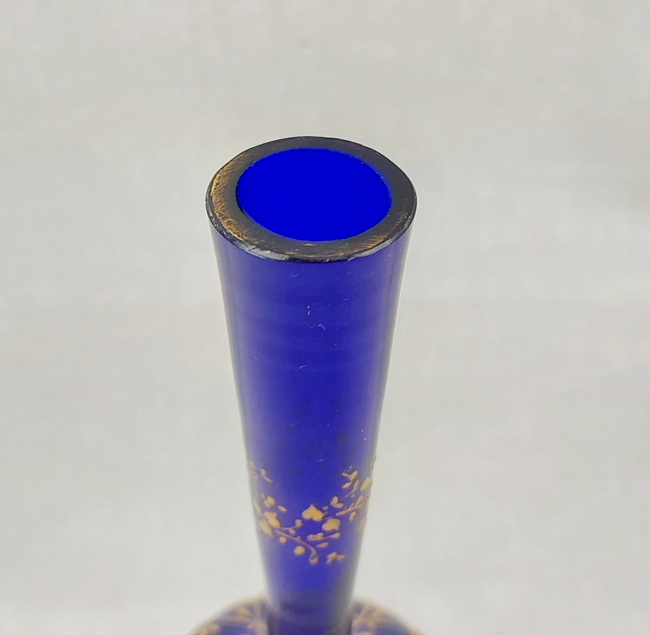 Victorian Bristol Blue Enamelled Glass Ovoid Vase 8