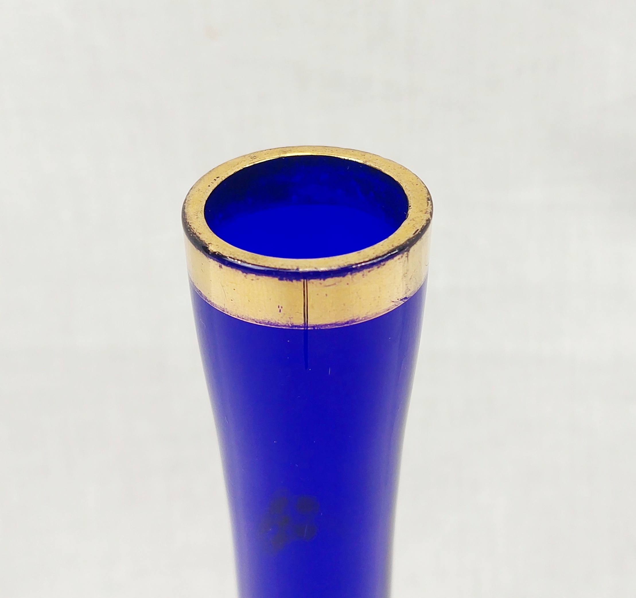 Victorian Bristol Blue Enamelled Glass Vase 8