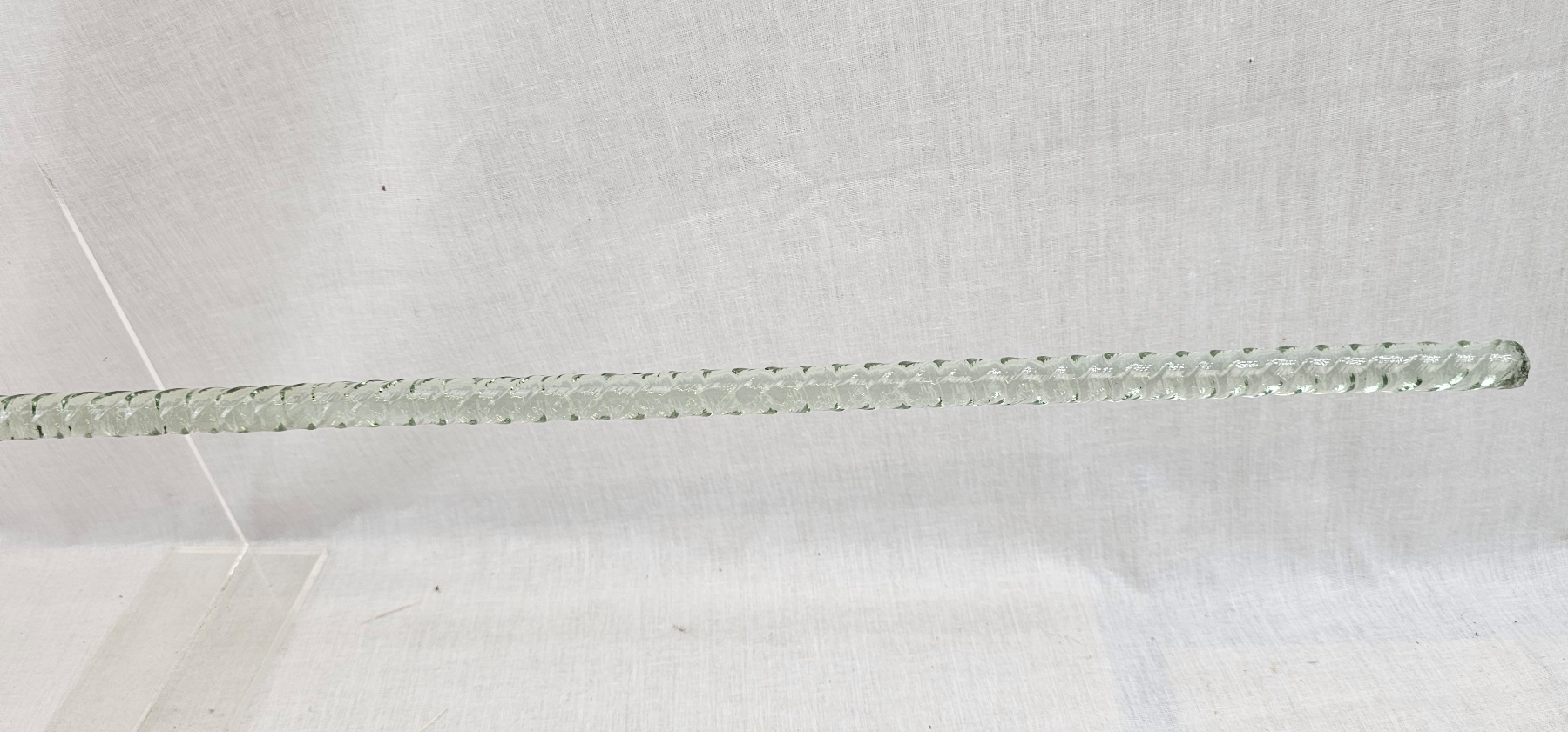 Victorian Light Green Glass Barley Twist Walking Stick 11