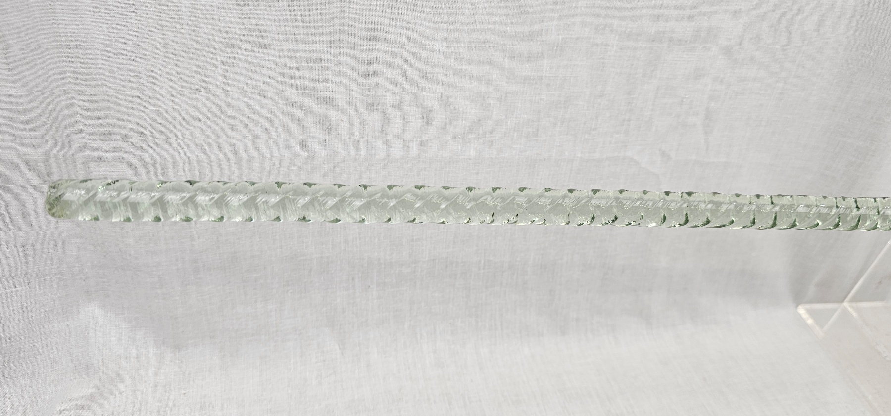 Victorian Light Green Glass Barley Twist Walking Stick 5
