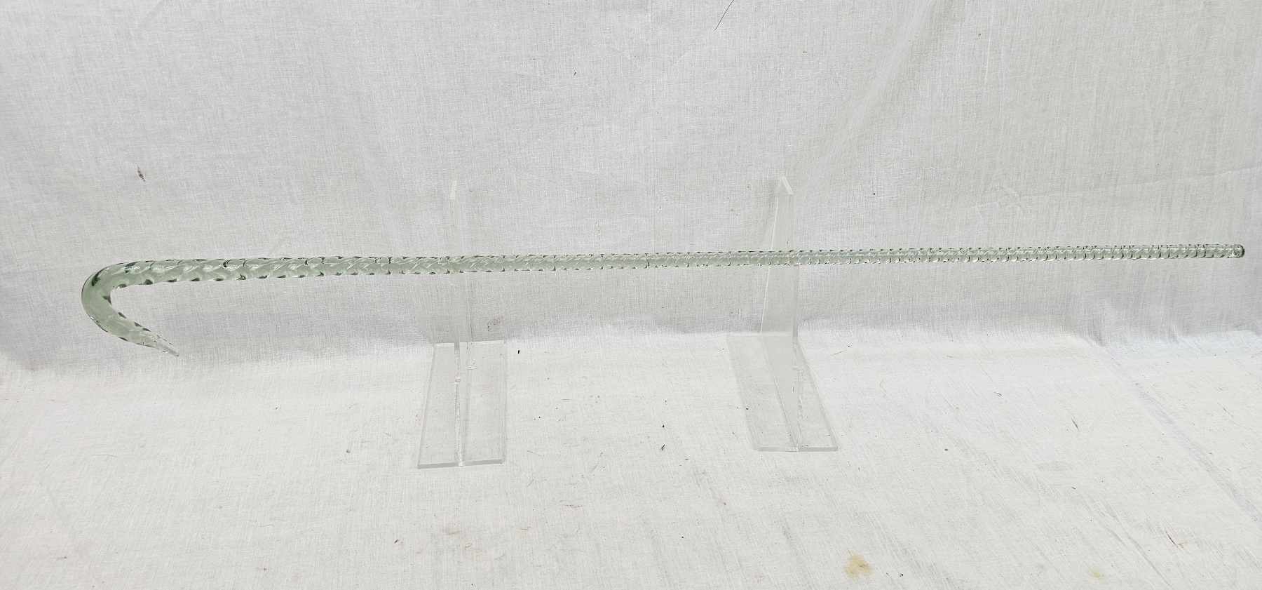 Victorian Light Green Glass Barley Twist Walking Stick 6